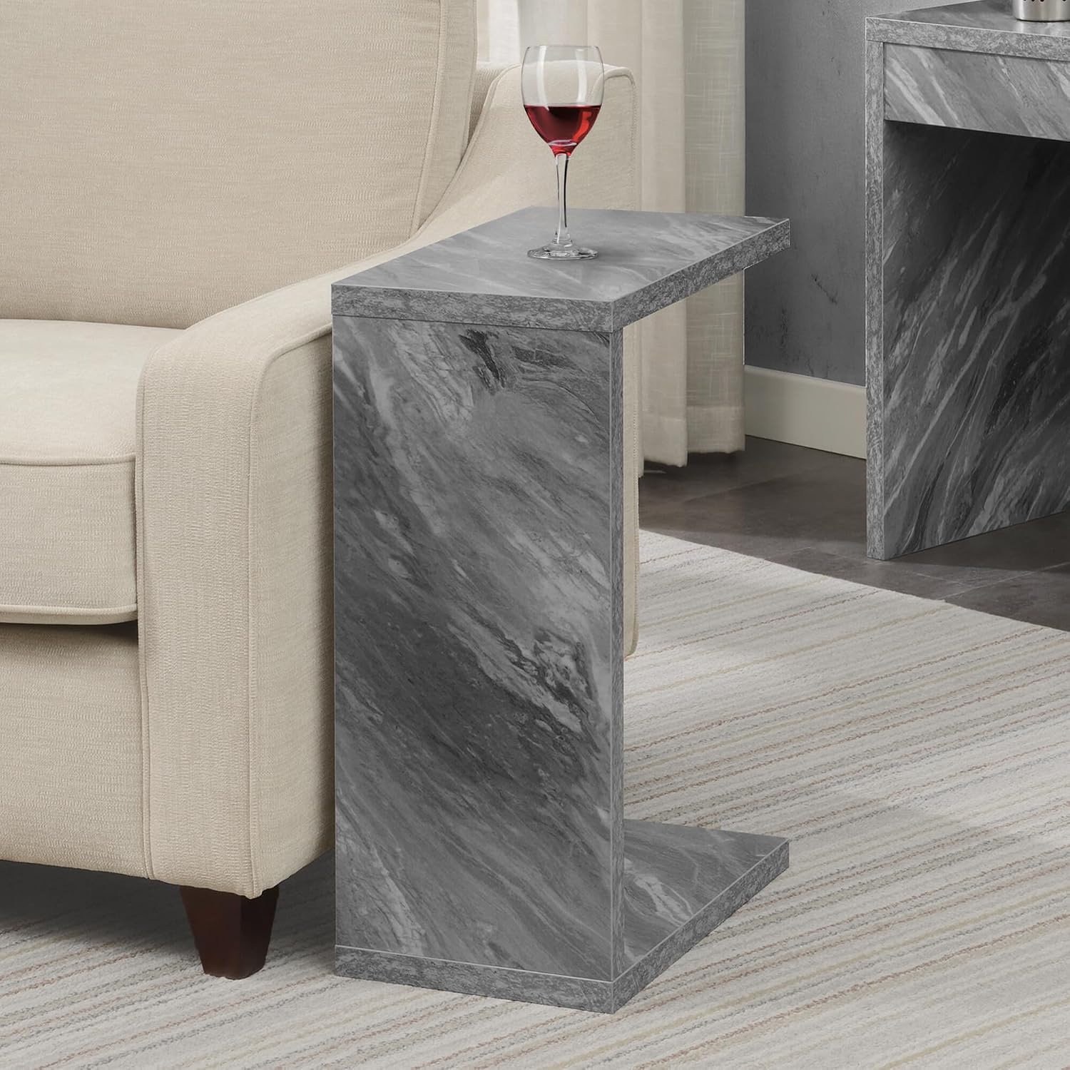 Convenience Concepts Northfield Admiral C Shaped End Table 18" - Contemporary Modern C Shaped Side Table