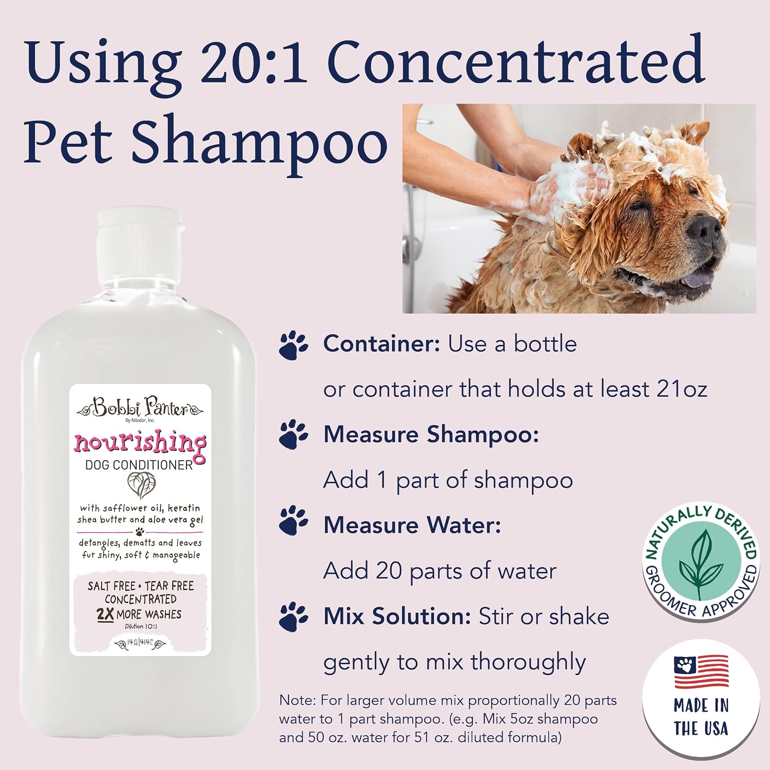 Bobbi Panter Soothing Dog Shampoo Tea Tree, Lavender, Cucumber & Oat Protein – Natural Formula for Sensitive Skin & Irritation Relief, Tear-Free, 30:1 Concentrate, Made in USA, 14 oz