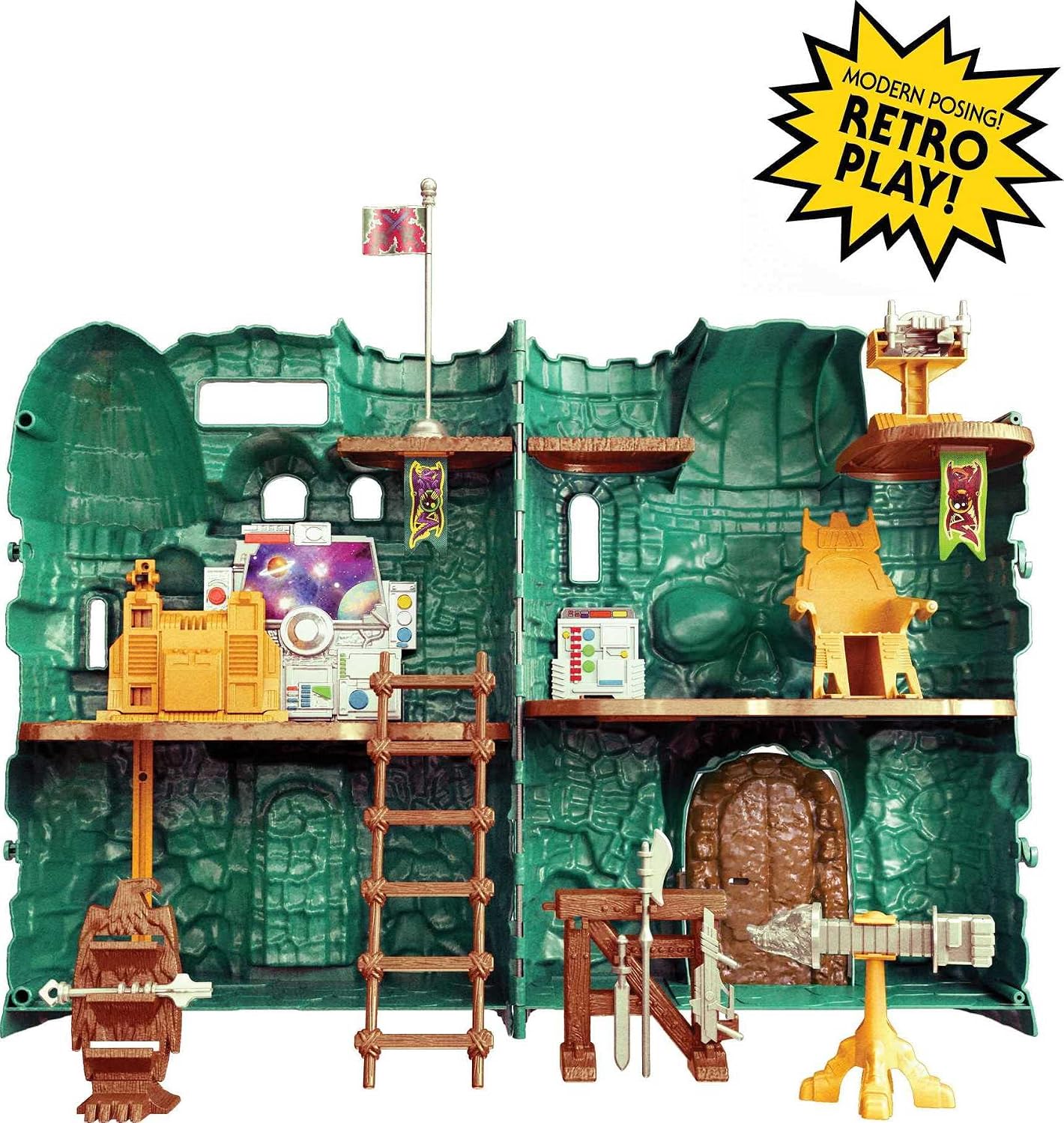 Masters of the Universe Mattel Masters of the Universe Origins Playset & Action Figure, Castle Grayskull with Scorceress, MOTU Toy, 4 Rooms