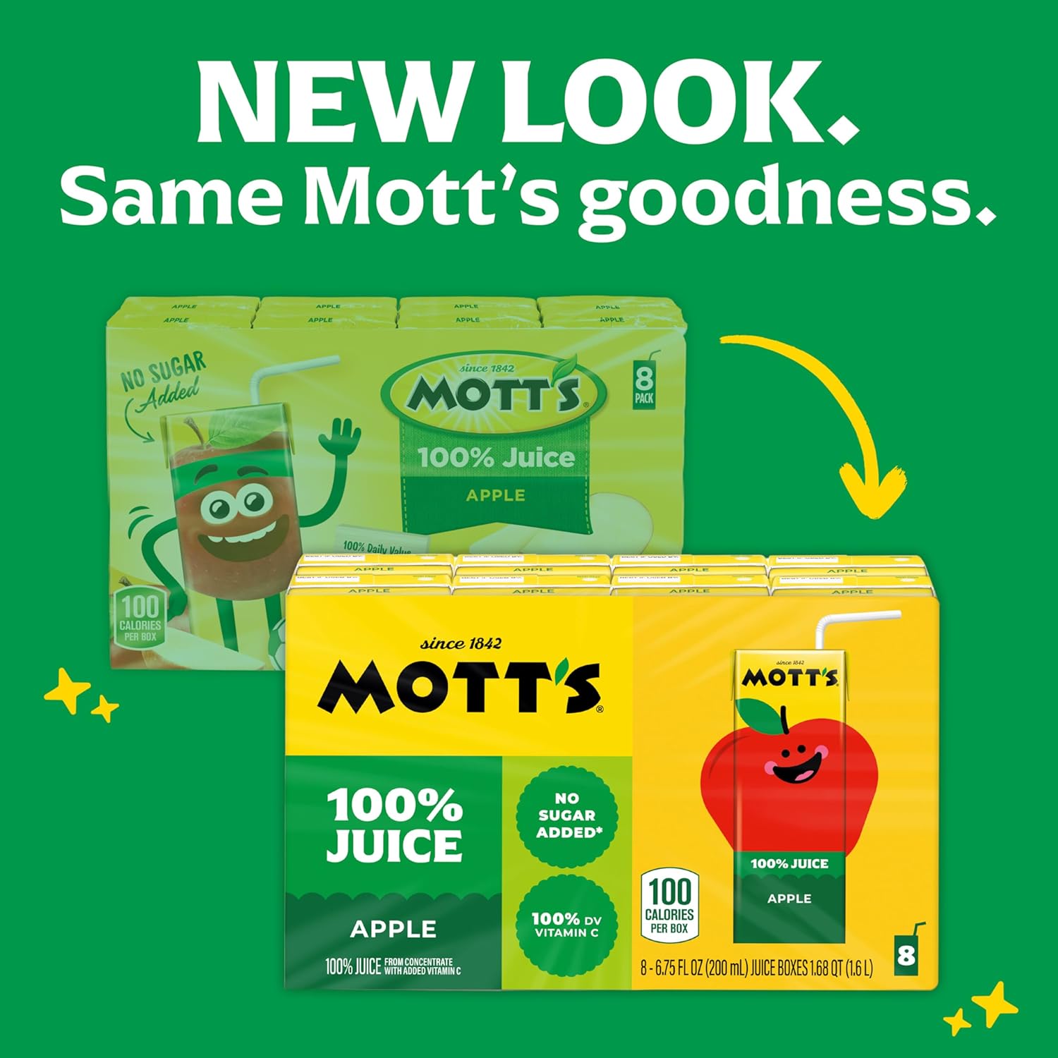 Mott's 100% Original Apple Juice, 6.75 Fl Oz Boxes, 32 Count (4 Packs Of 8), 2 Servings Of Fruit, 100% Fruit Juice, Gluten-free, Caffeine-free, Kosher, Contains No Artificial Colors Or Sweeteners
