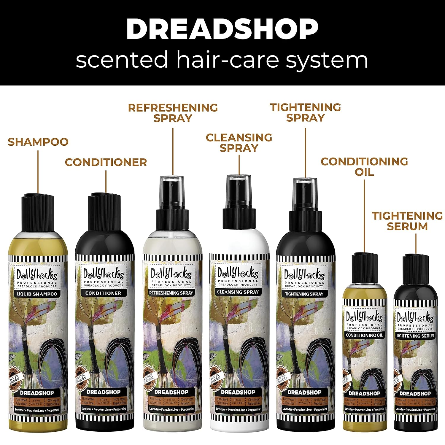 Dollylocks Clarifying Liquid Shampoo | Rosemary Peppermint Lemon | Paraben-free, Plant-Based, Vegan, Residue-Free Loc, Braid, Dreadlock Care | All hair types | 8oz