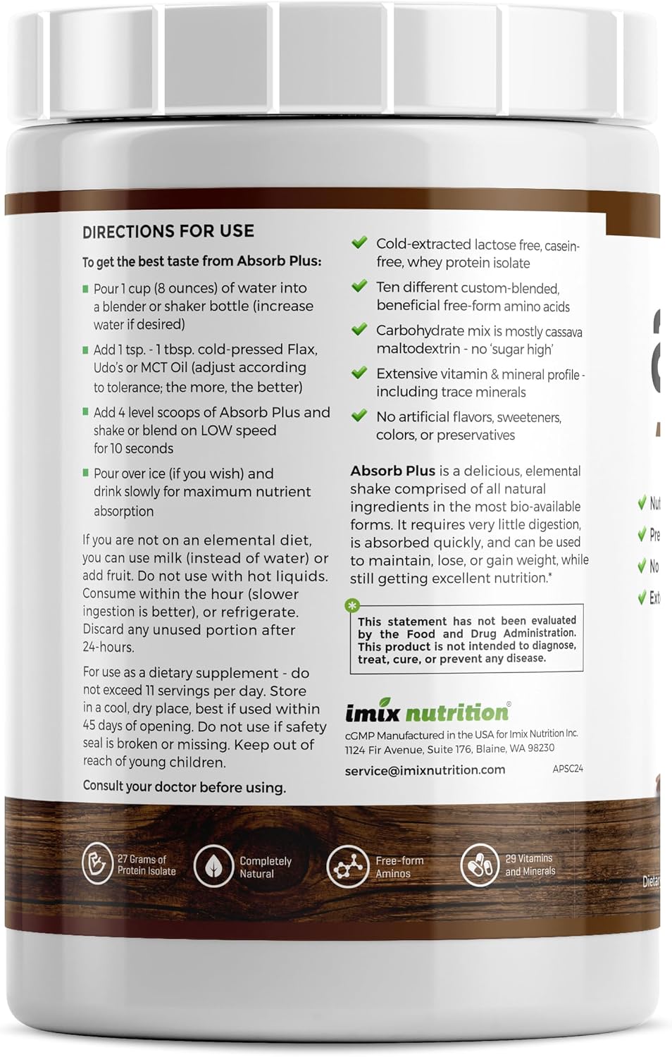 Isolate Protein - Diet Supplement for Improved Gut Health, Extra Nutritional Support, Non-GMO, Gluten-Free, Lactose-Free, Casein-Free (2.2 Lbs, Simply Vanilla)