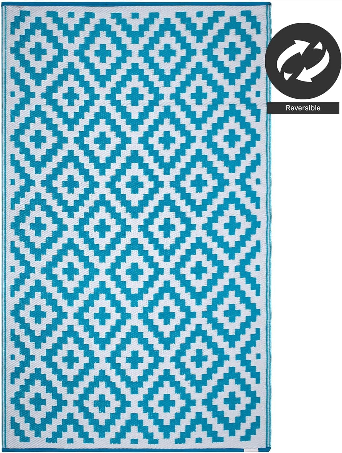 FH Home Outdoor Camping Rug - Waterproof, Fade Resistant, Reversible - Premium Recycled Plastic - Striped - Large Patio, Deck, Sunroom