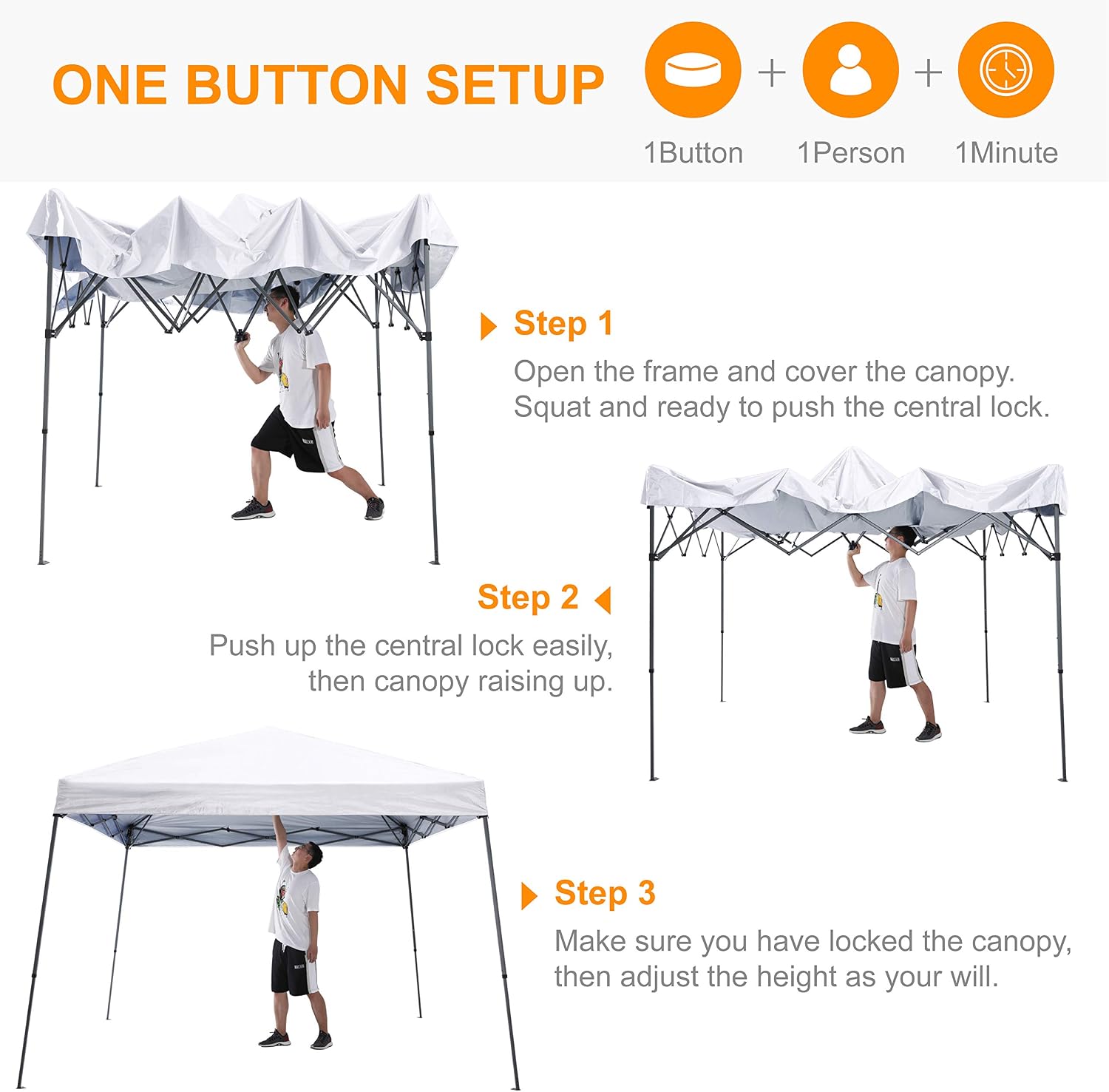 ABCCANOPY Outdoor Pop Up Canopy 10x10 Beach Camping Canopy with 1 Sun Wall, Bonus Backpack Bag, Stakes and Ropes, Sky Blue | Backpack Carry Bag, Stakes & Guy Ropes Included, Easy Setup; For Beach, Camping, Backyard