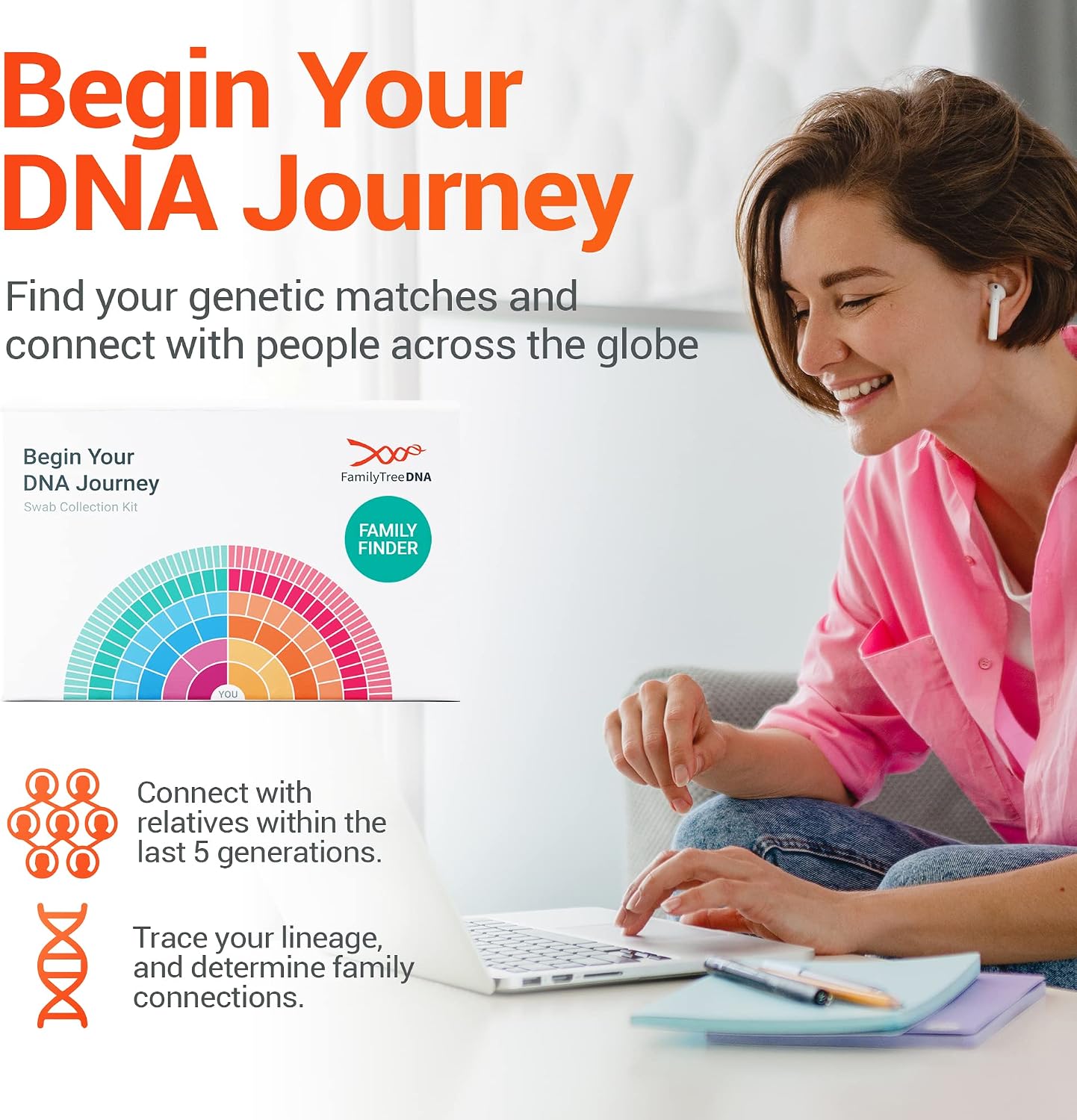 Family Finder Ancestry & DNA Test, Swab Collection Kit | Expertly Processed DNA Ancestry Test Kit, Discover Your Origins and Geographic Roots