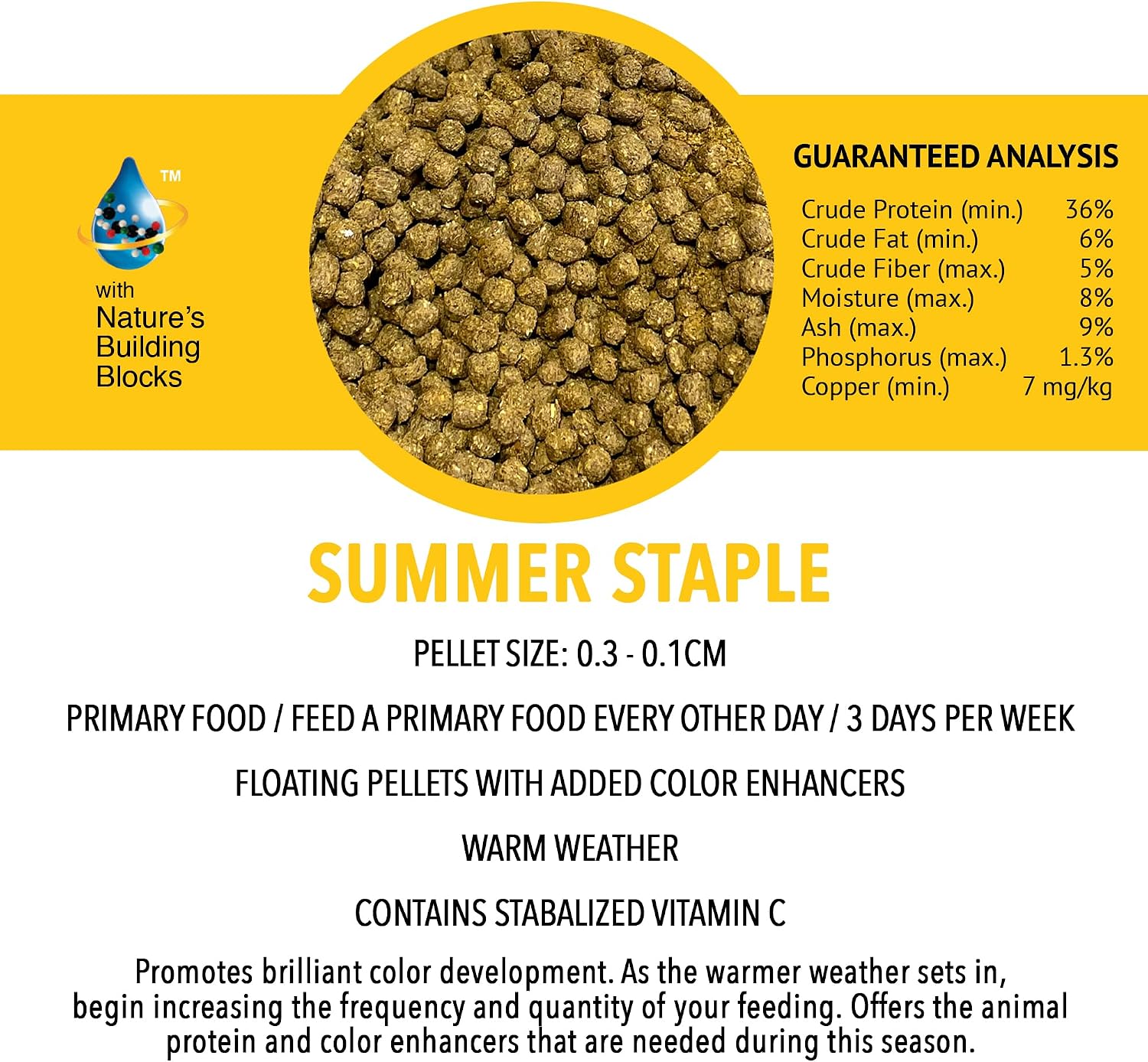 MICROBE-LIFT MLLSSXL Summer Staple Floating Fish Food Pellets for Ponds, Water Gardens, and Fountains, for Live Goldfish and Koi, 14 Pounds