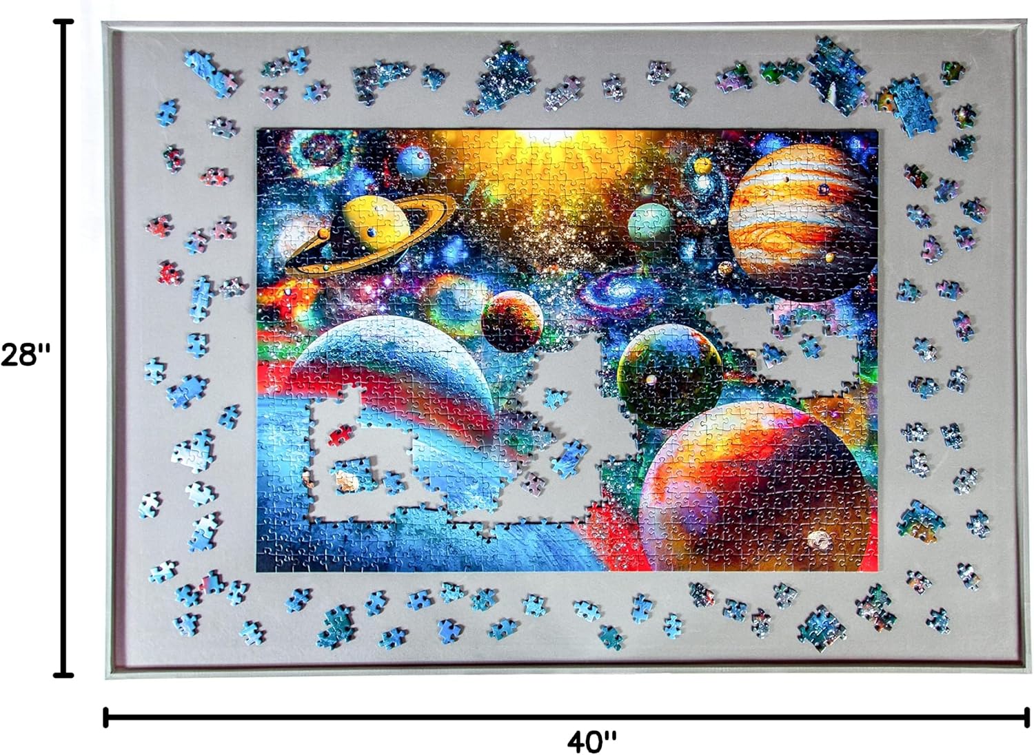 Jigthings – Jigboard 2000 – Jigsaw Puzzle Board for Puzzles up to 40” x 28”. Solid Board with Raised Edge for Most 2000 Piece Puzzles