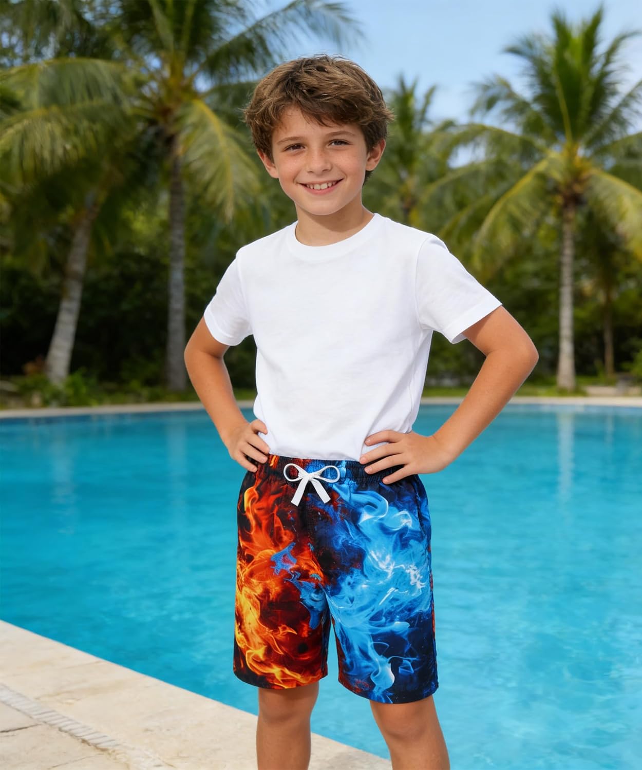 BFUSTYLE Boys Swim Trunks Mesh Lining Kids Bathing Suit 5-14 Years Shorts