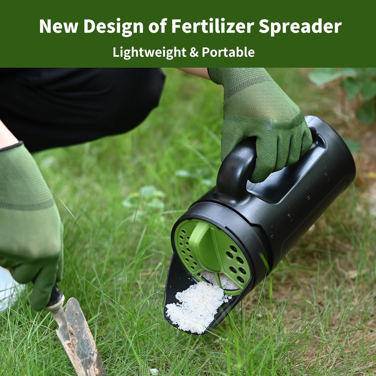 PERSZEN Seed Spreader Hand Held, Hand Spreader Lawn and Garden for Fertilizer Grass Seed Salt Ice Melt Earth Food