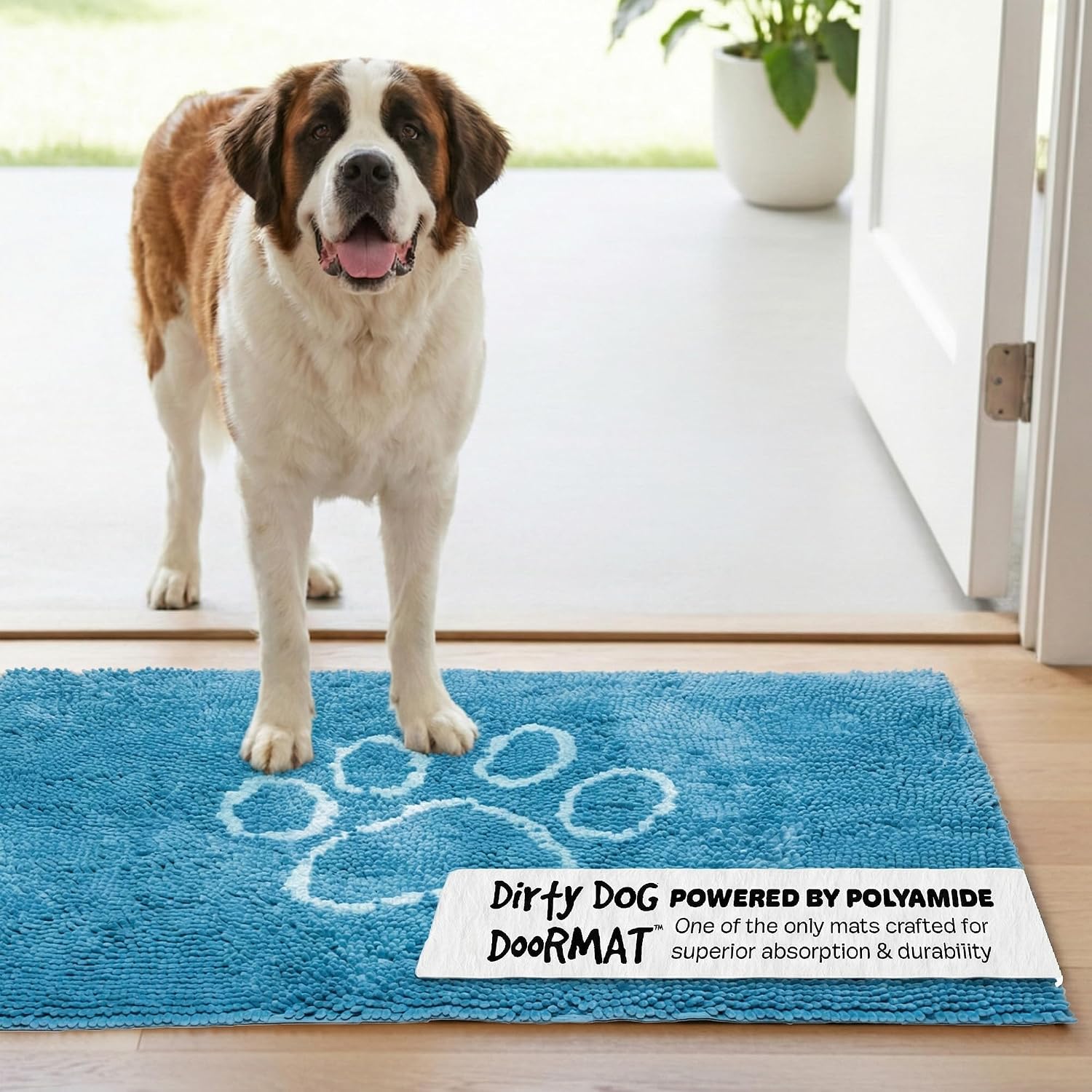 Dog Gone Smart Dirty Dog Doormat - Fast Drying Rug with Super Gripper Backing for Clean Floors - Super Absorbent and Machine Washable Mat for Muddy Paws - Grey
