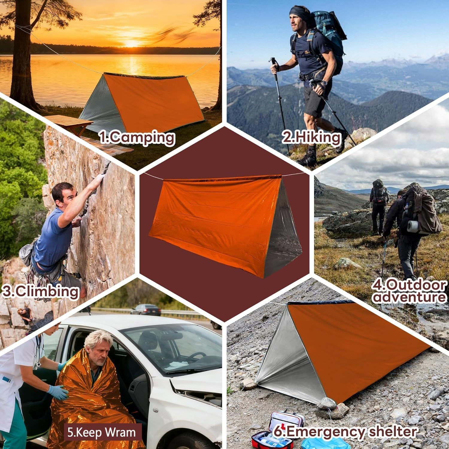 Deecam Emergency Survival Tent, 1 or 2 Person Mylar Thermal Shelter