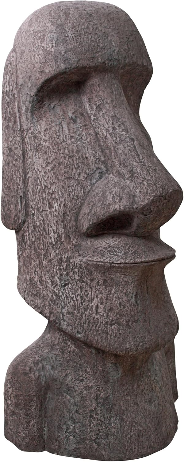 Design Toscano Easter Island Ahu Akivi Moai Monolith Garden Statue, Extra Large, 32 Inch, Cast Stone Resin, Grey Stone