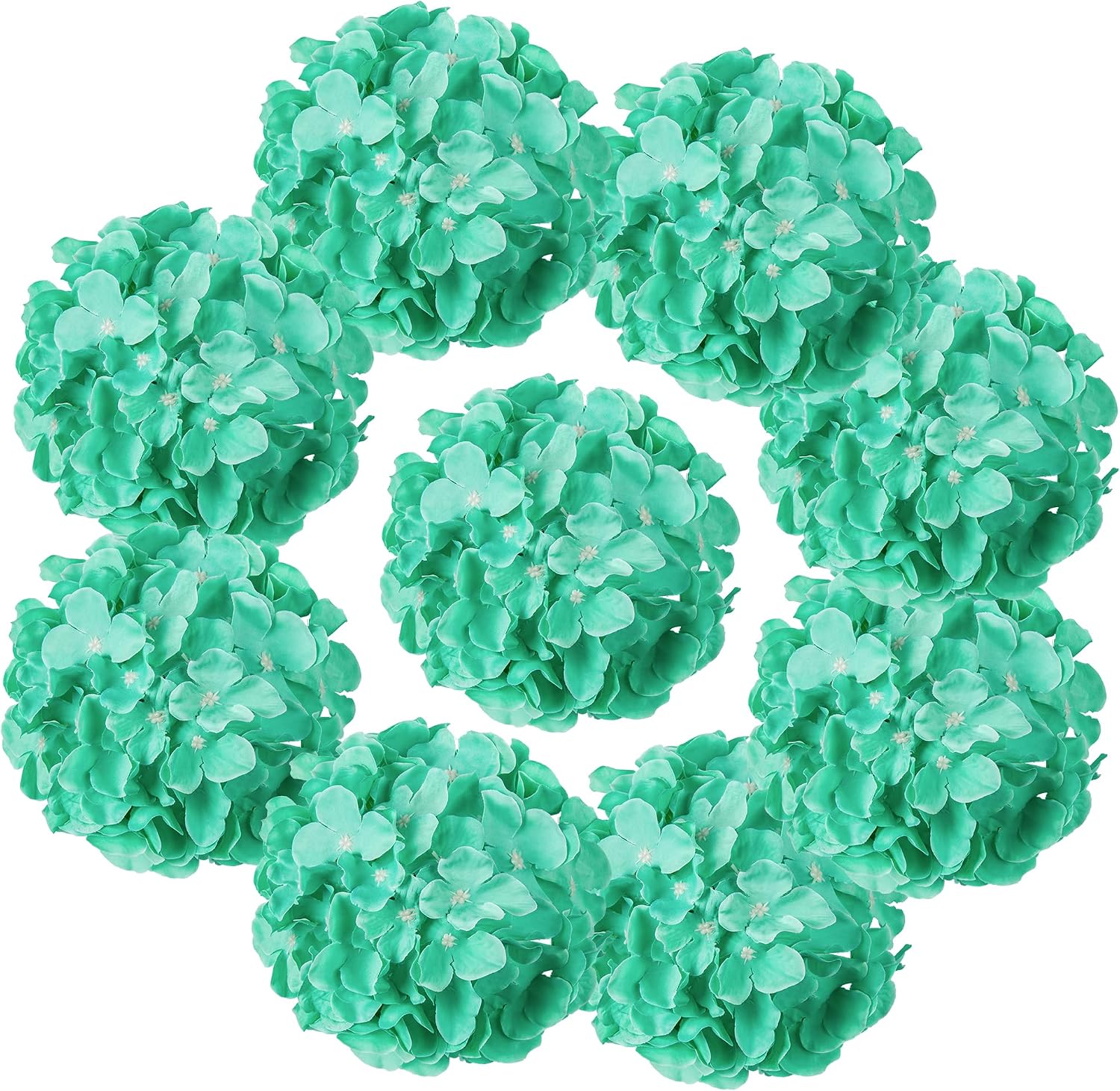 Silk Hydrangea Heads Artificial Flowers Heads with Stems for Home Wedding Decor,Pack of 10 (White)