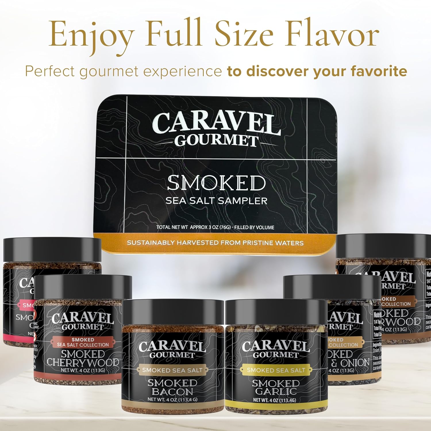 Caravel Gourmet Smoked Sea Salt Sampler, 6-Flavor Grilling Salts, 0.5 oz | Grilling & cooking salts bundle, finishing salt & spice variety pack gift for special occasions