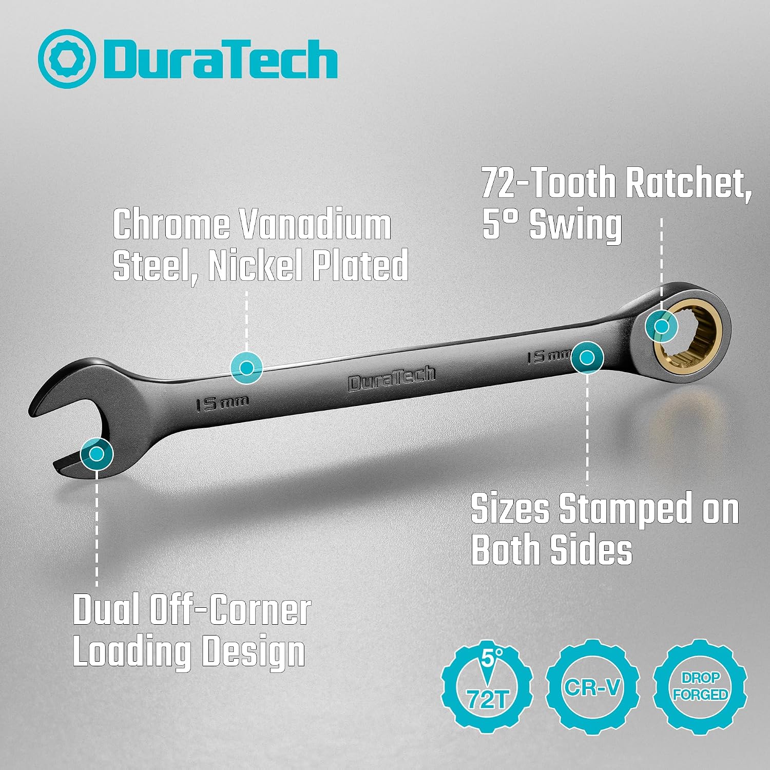 DURATECH 22-Piece Ratcheting Wrench Set, Combination Wrench Set, Metric&SAE