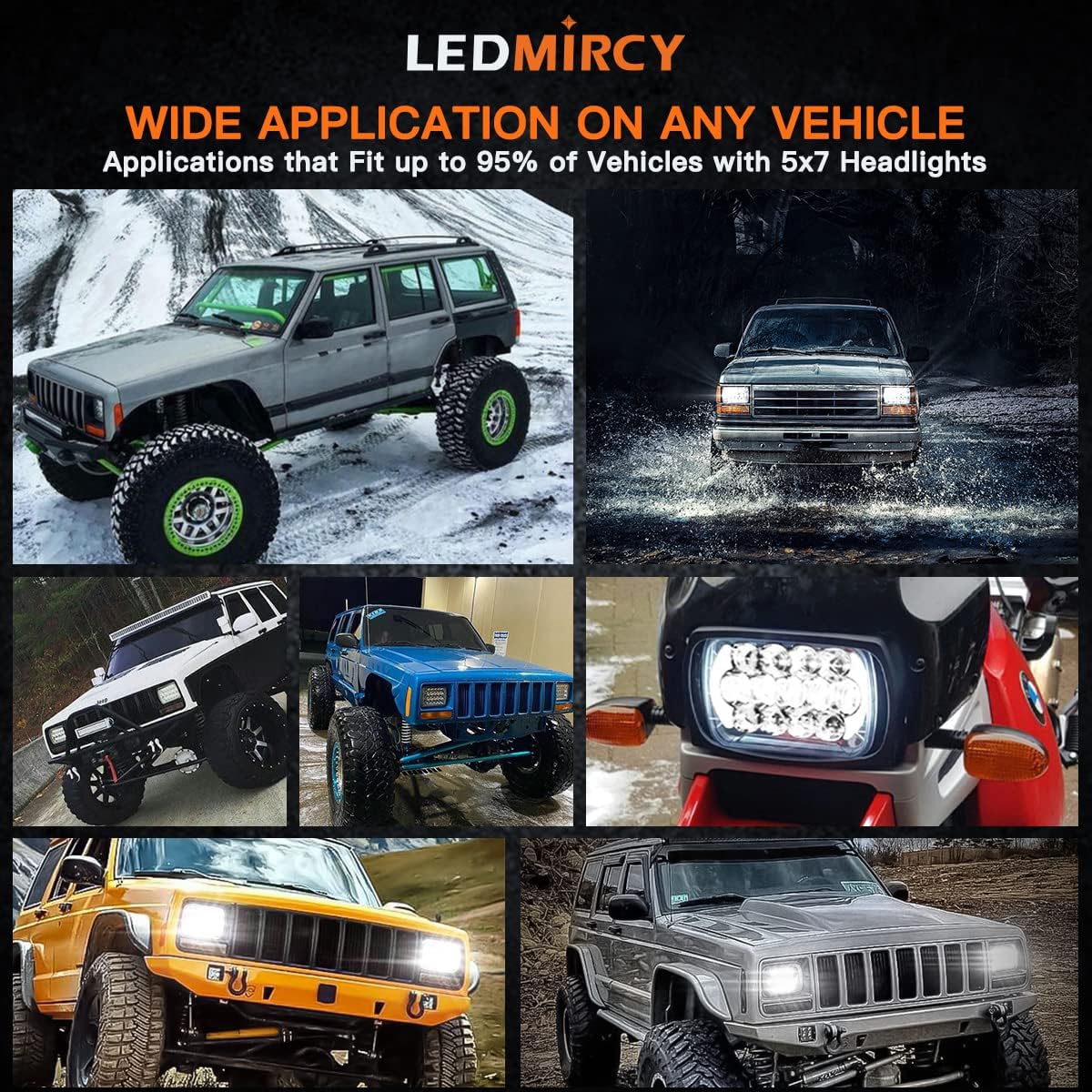 LEDMIRCY 5x7 LED Headlights, H6054 LED Headlights Hi/Lo Sealed Beam 2PCS