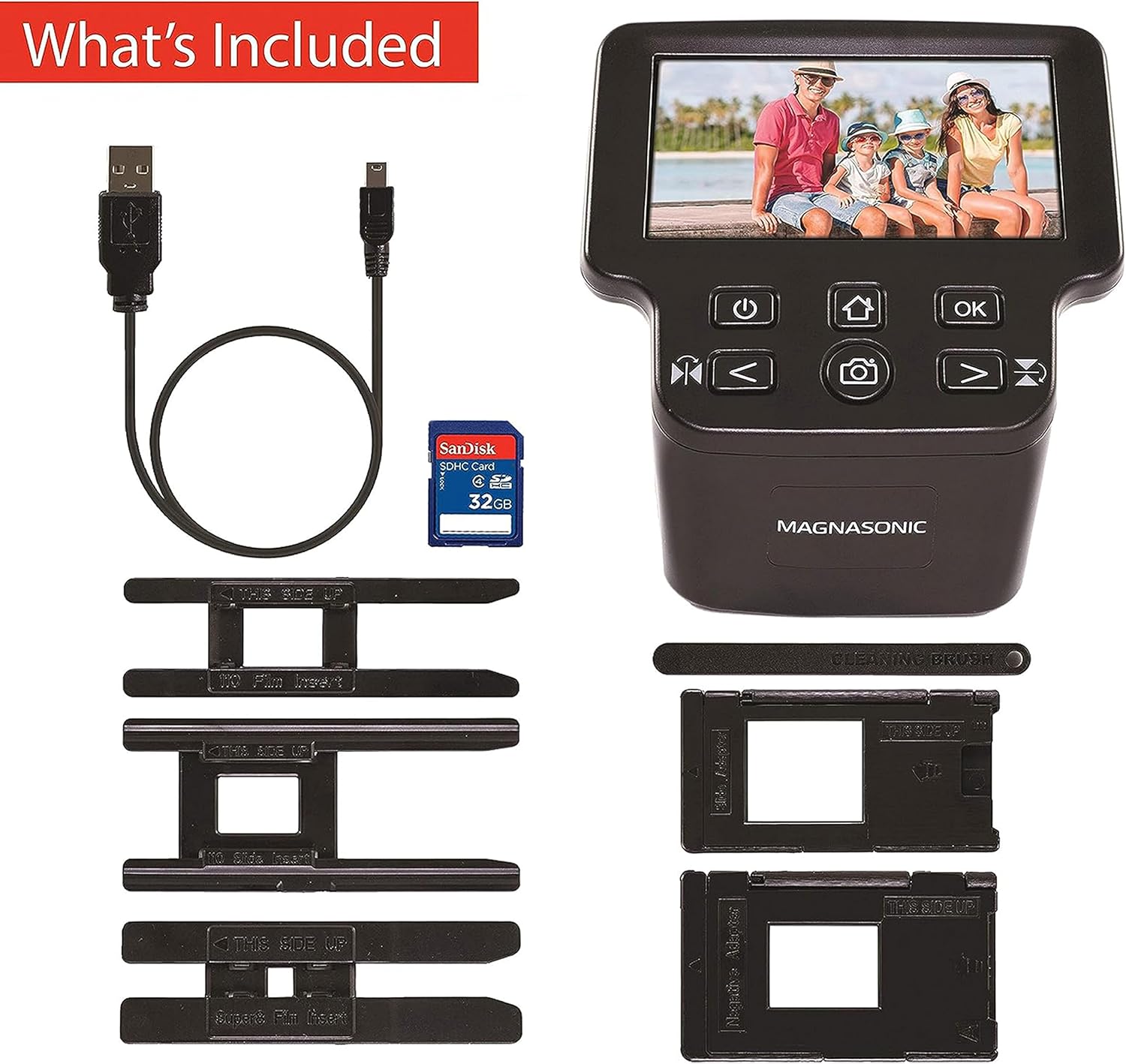 Magnasonic All-in-One 24MP Film Scanner with Large 5" Display & HDMI, Converts 35mm/126/110/Super 8 Film & 135/126/110 Slides into Digital Photos