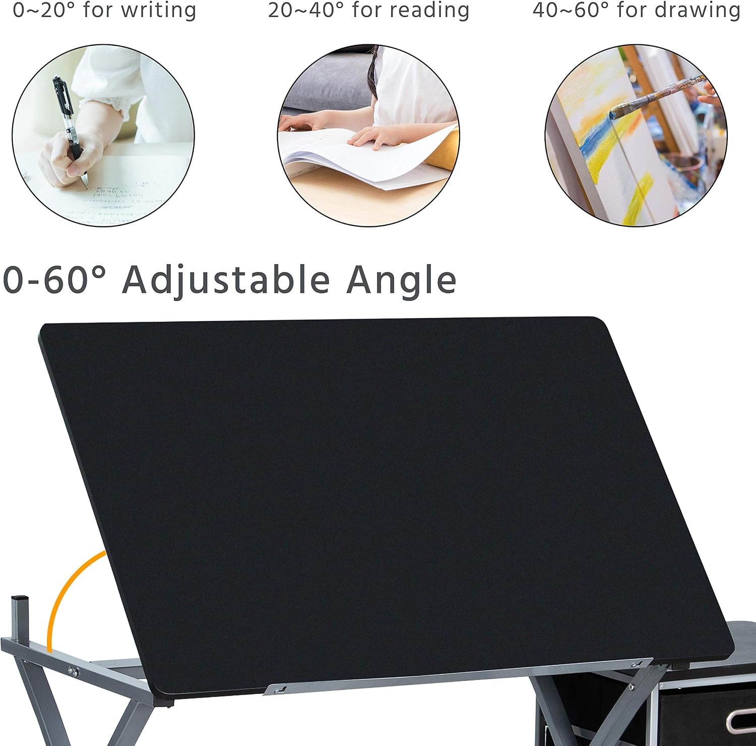 Yaheetech Drafting Table with Storage & Stool