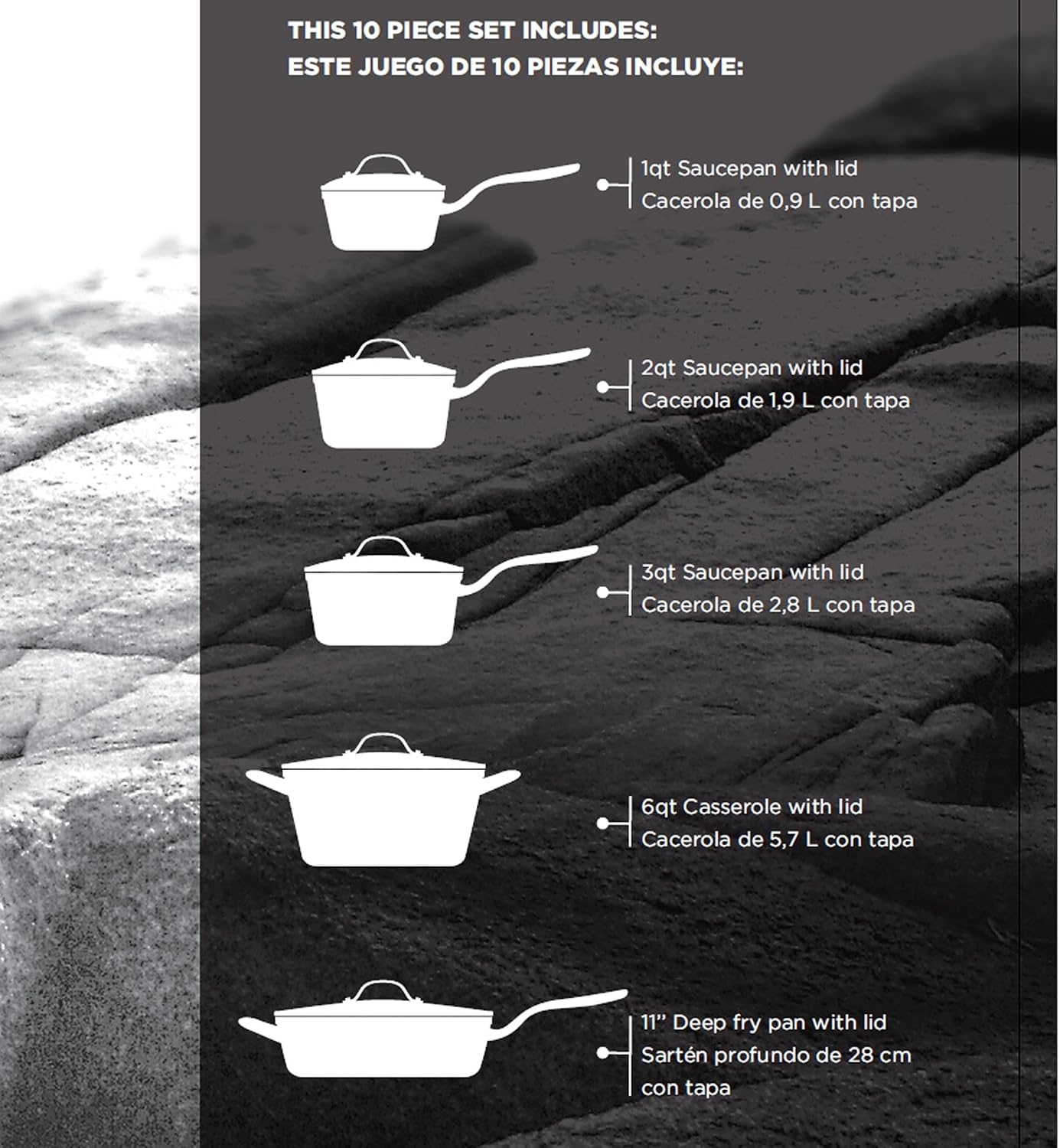 Starfrit The Rock 8PC Non-Stick Cookware Set, Black | Durable Forged Aluminum, Oven Safe, PFOA Free, Easy to Clean