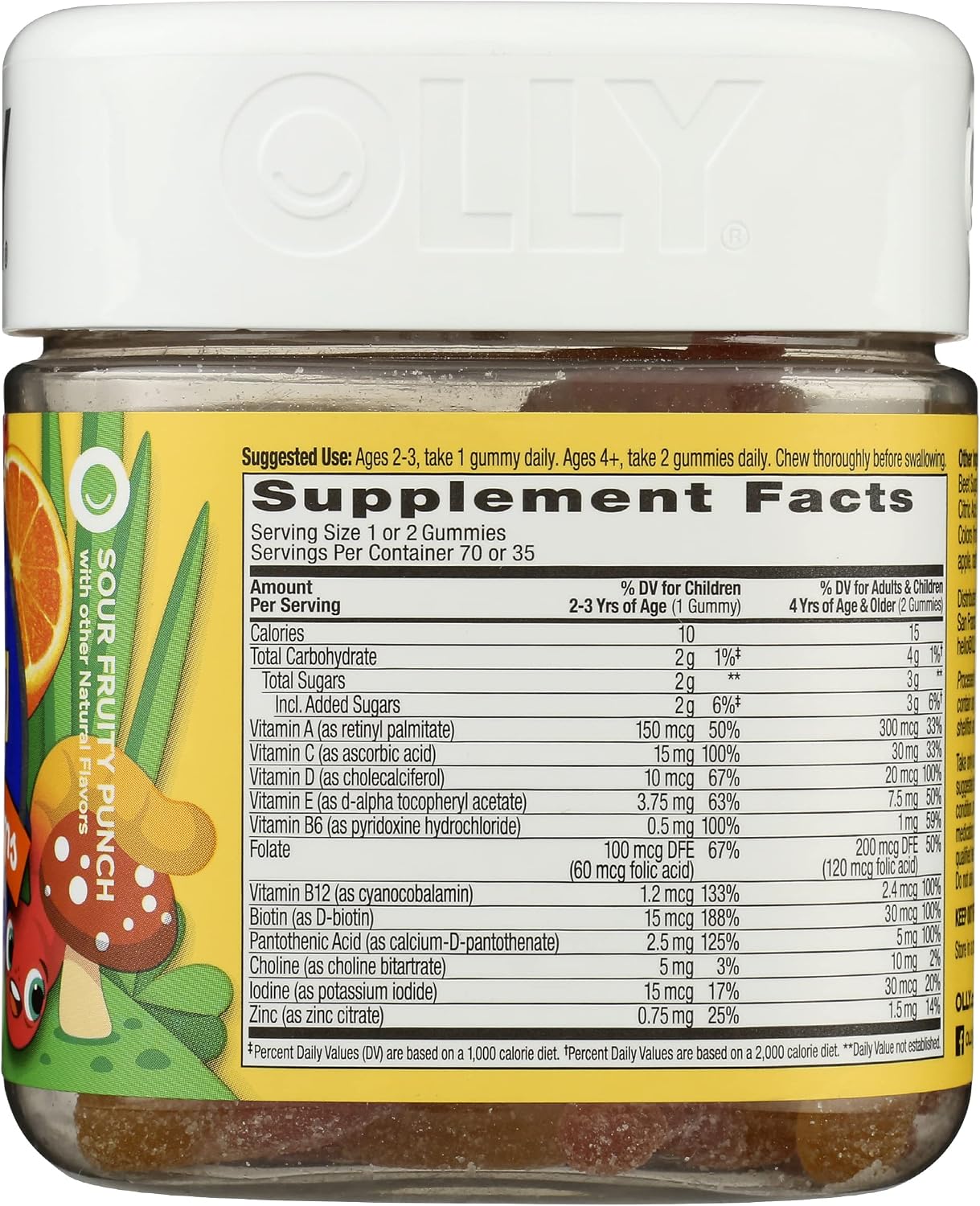 OLLY Kids Multivitamin Gummy Worms, Overall Health and Immune Support, Vitamins and Minerals A, C, D, E, Bs and Zinc, Chewable Supplement