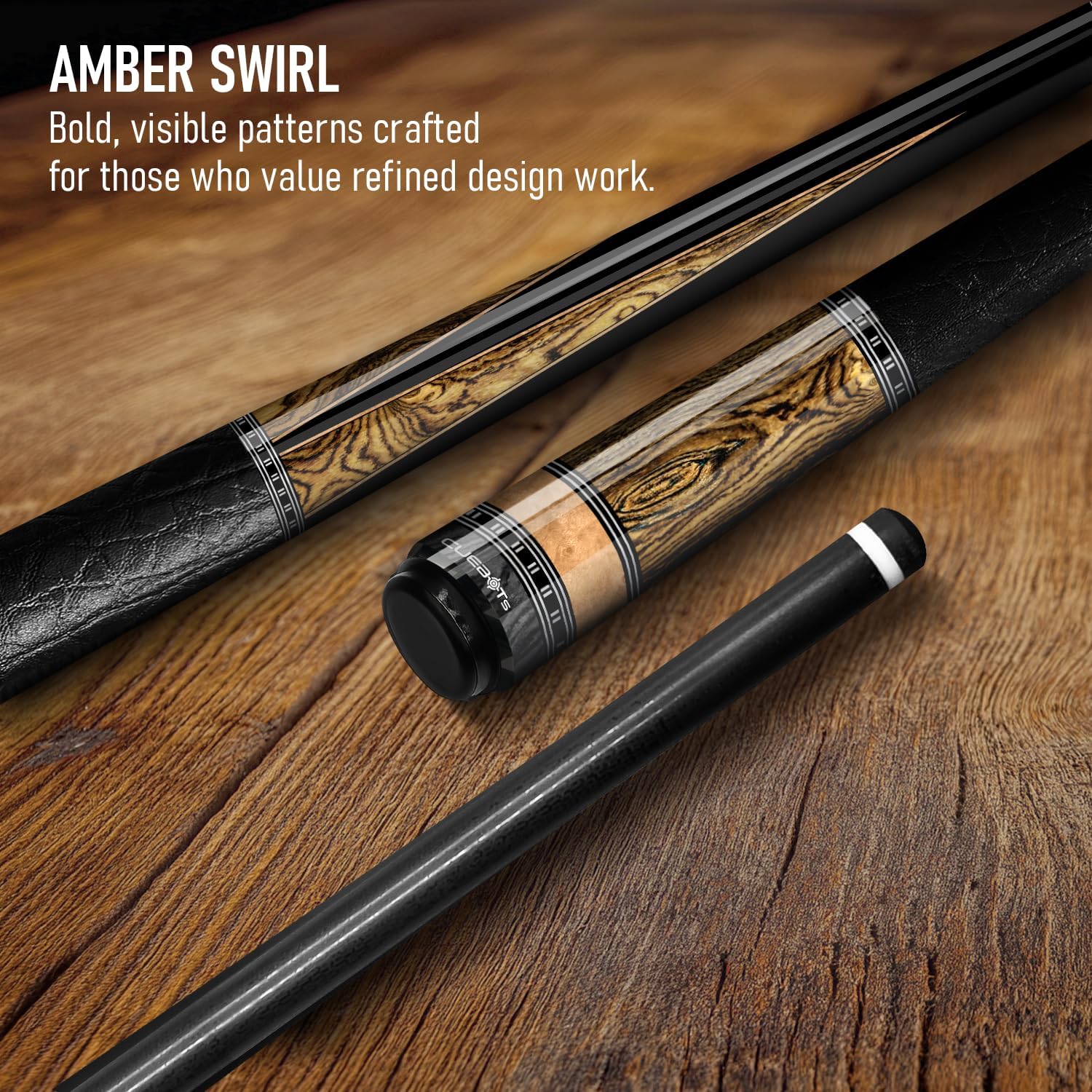 CUEBOTS Glass Fiber Cue, Glass Fiber House Cue Stick, Club Cue, Cue for Beginners, Durable Uni-QR, 3/8-10, 5/16-18 Joint, Long Lasting Glassfiber Shaft, 7-Layer Microfiber Tip