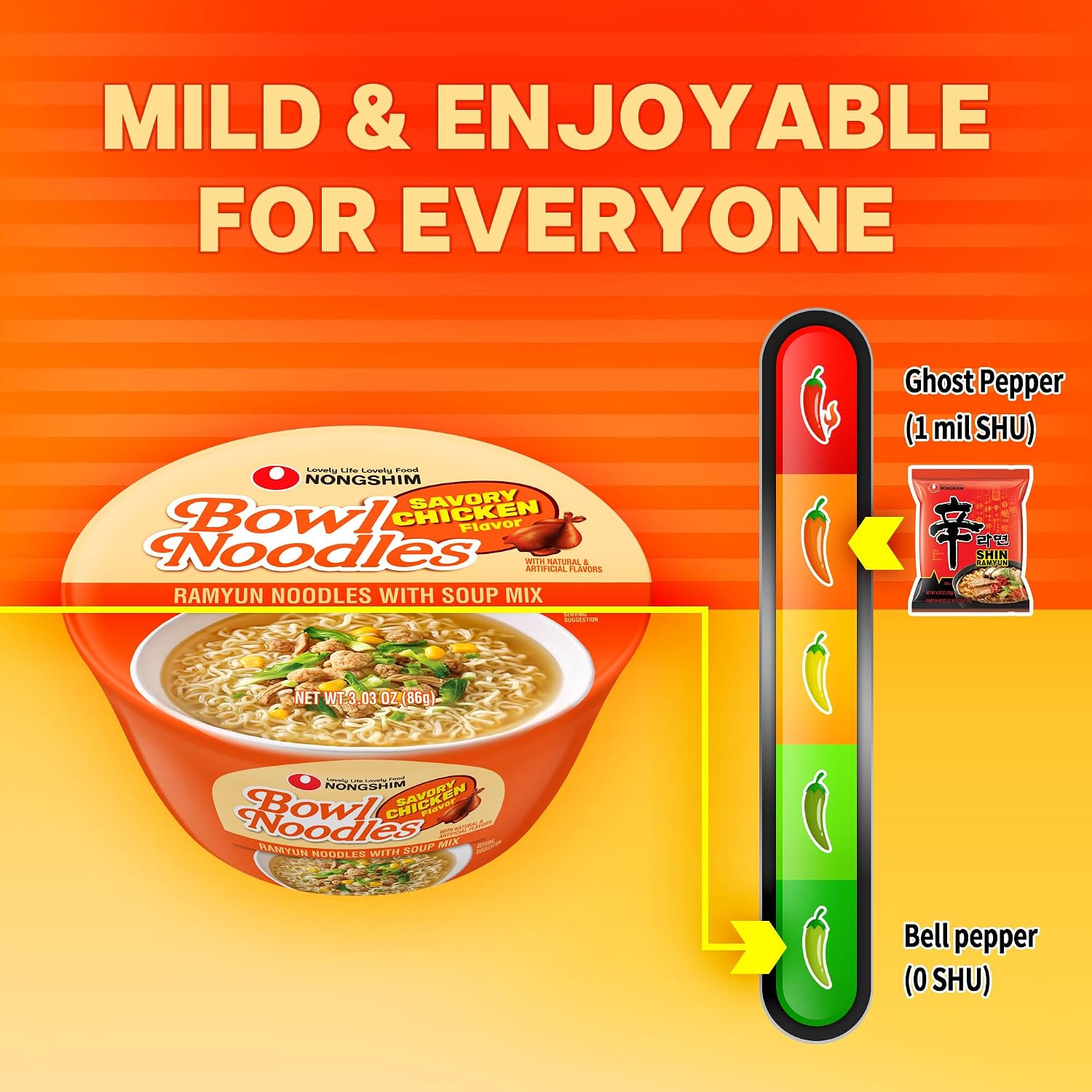 Nongshim HOT & SPICY Noodle Soup, 3.03 Ounce (Pack of 1)