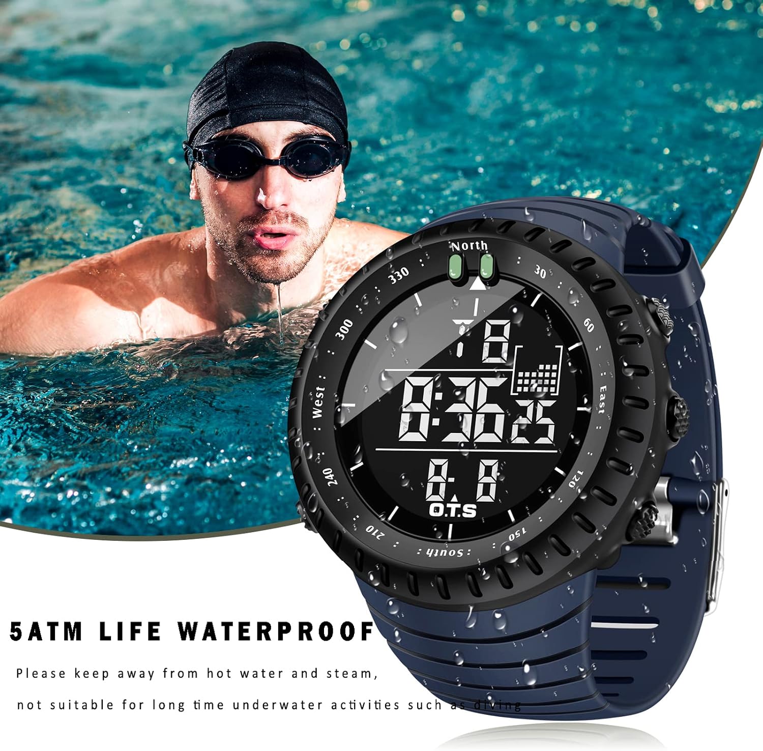 PALADA Men's Digital Sports Watch Waterproof Tactical Watch with LED Backlight Watches for Men
