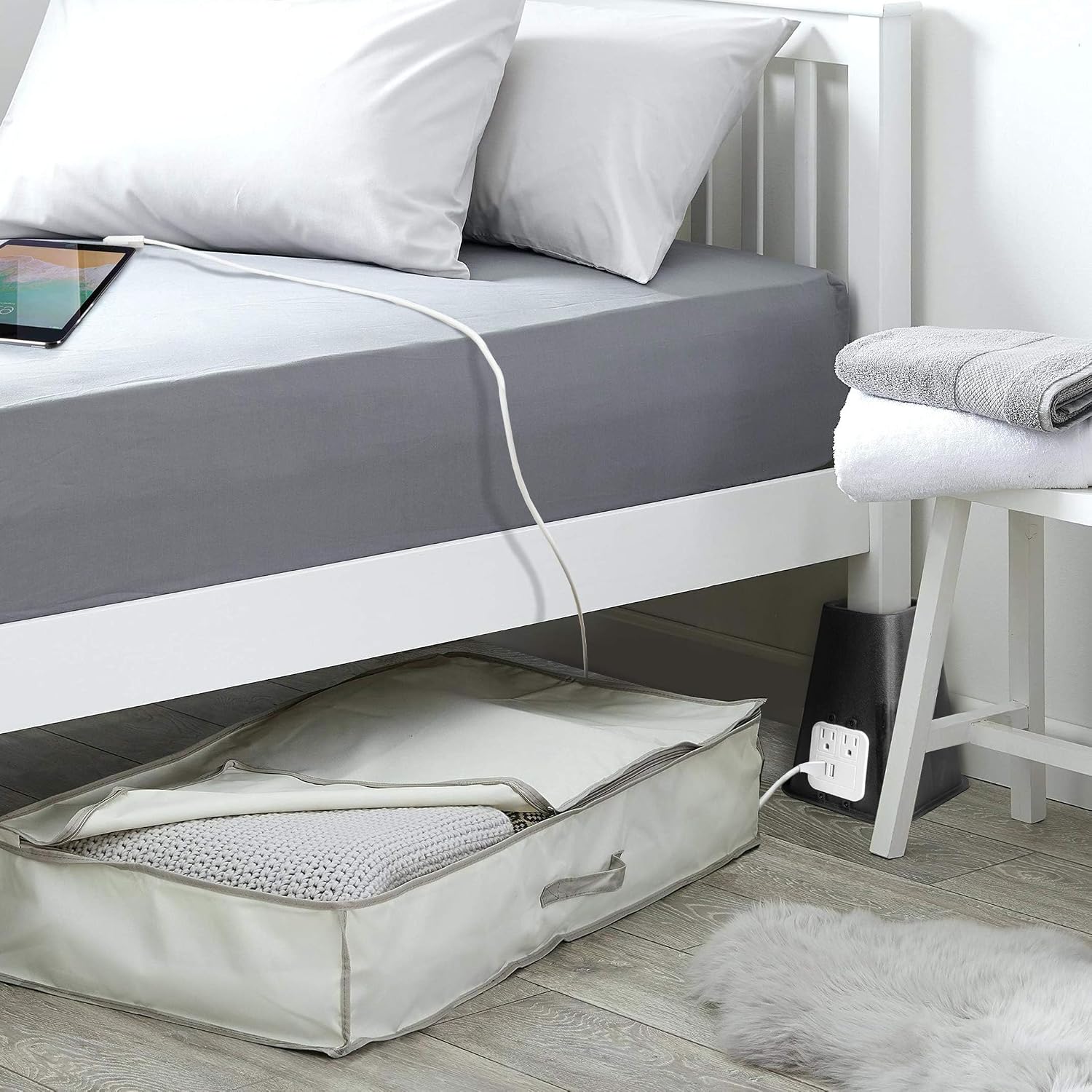 Bee Neat Heavy Duty Bed Riser with USB Outlet, Furniture Lift 7.25" 4 Pack