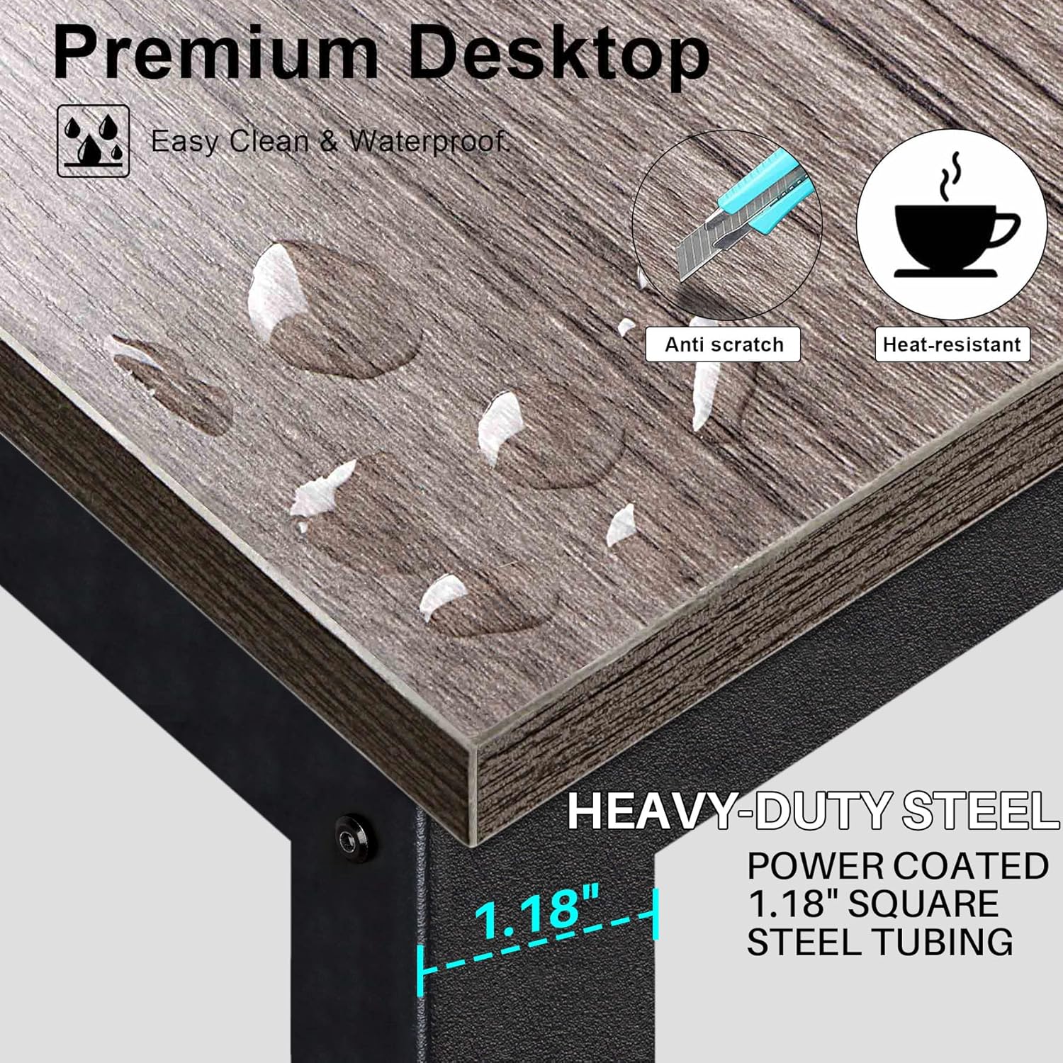 Aquzee Computer Desk with Shelves, 47" W x 23.6" D Gaming Desk with Hutch and Bookshelf