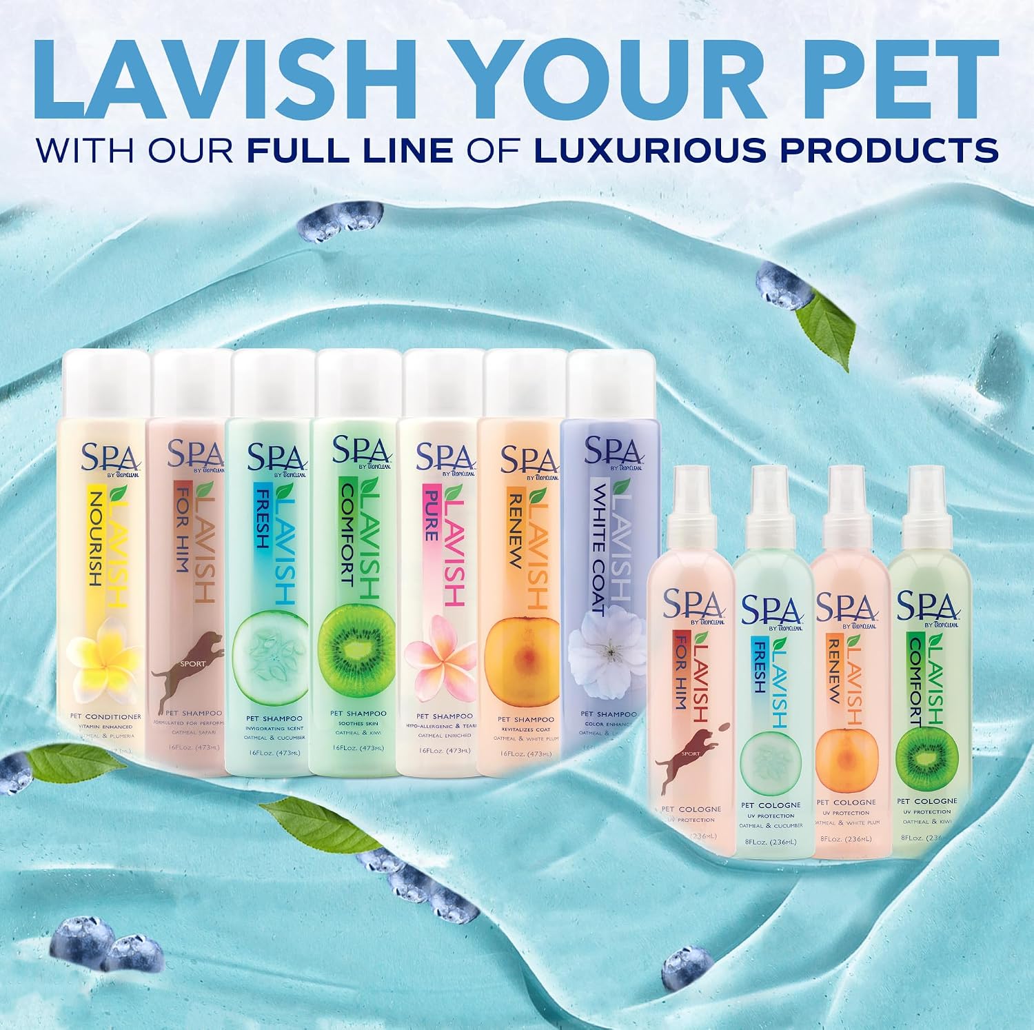 TropiClean SPA Tear Stain Remover for Dogs, Blueberry Facial Shampoo, 8oz | Tear Stain Remover | Whitening & Brightening | Tearless | Odor Eliminator | Made in USA