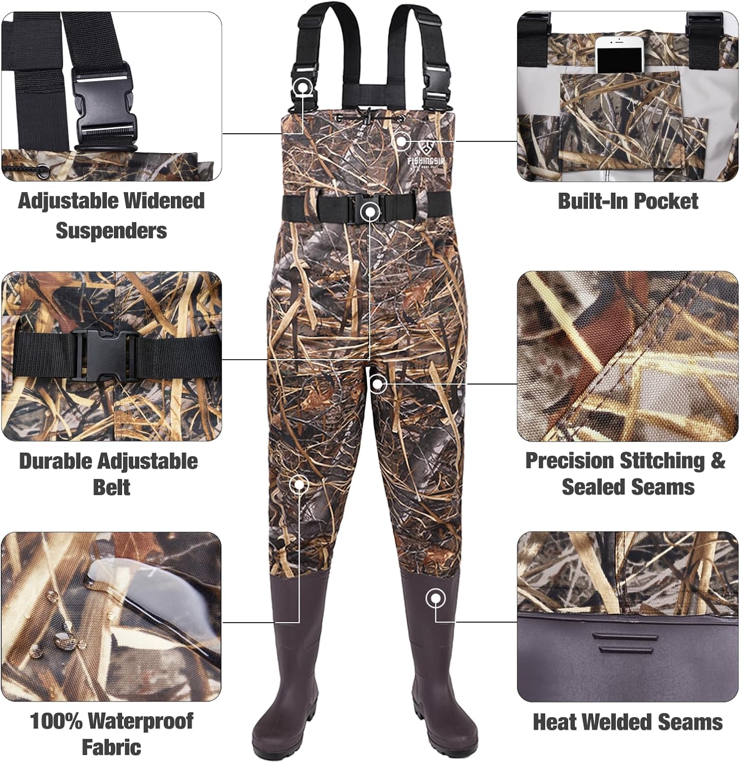 Waders for Men Waterproof Women Fishing Chest Wader with Boots | 2-Ply Nylon/PVC, for hunting & fishing, with boot hanger