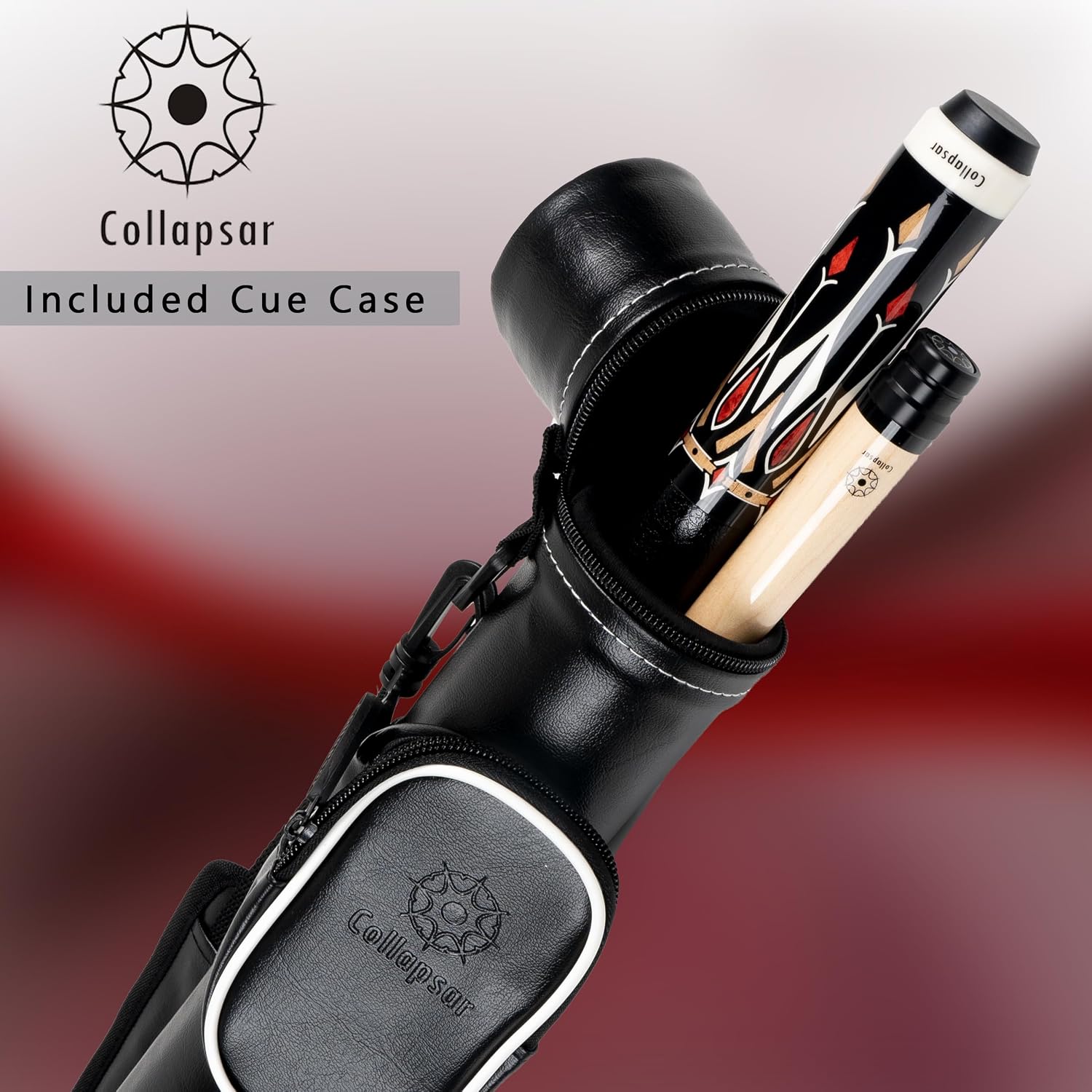 Collapsar CA Pool Stick with 1X1 Hard Case 58" Billiard Cue Stick | Canadian Maple Shaft with 13mm Cue Tip,19-21 oz Professional Pool Cue Set
