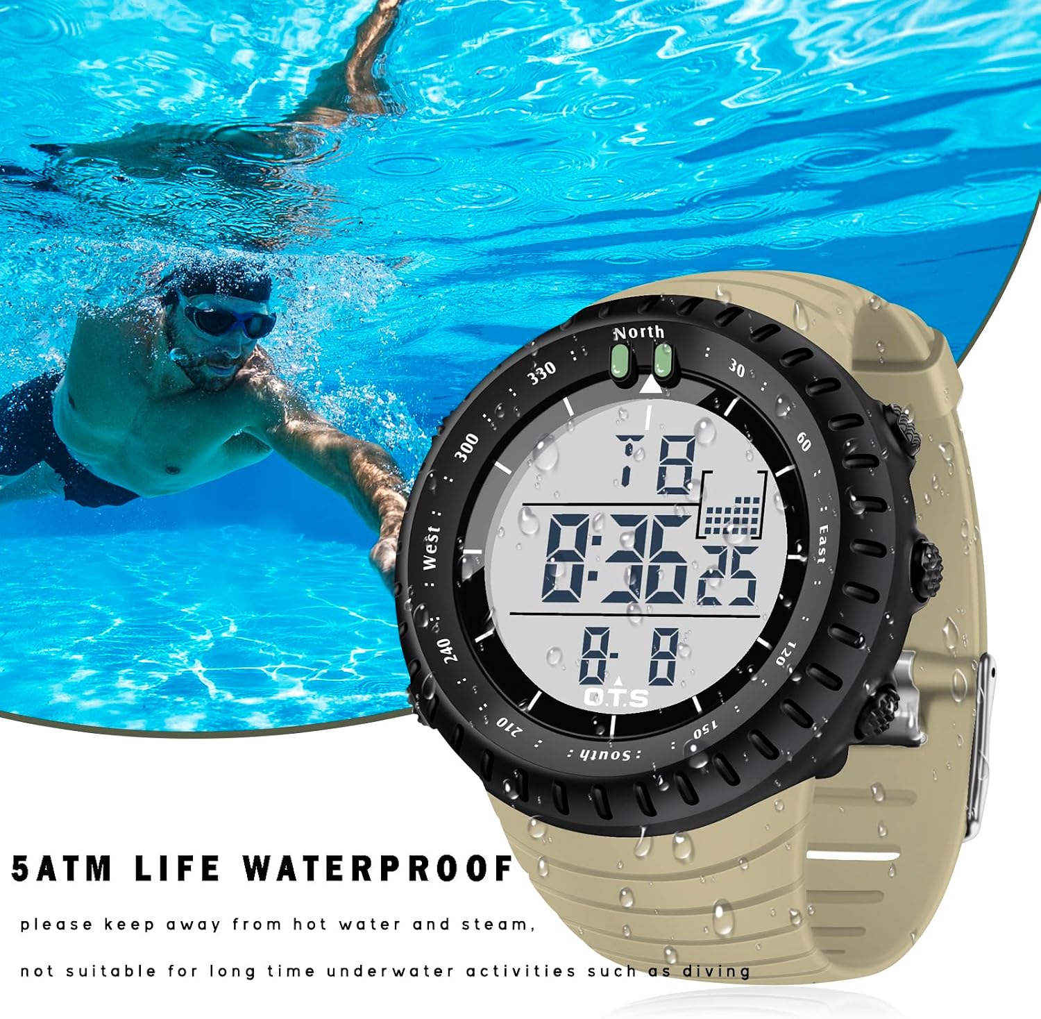PALADA Men's Digital Sports Watch Waterproof Tactical Watch with LED Backlight Watches for Men