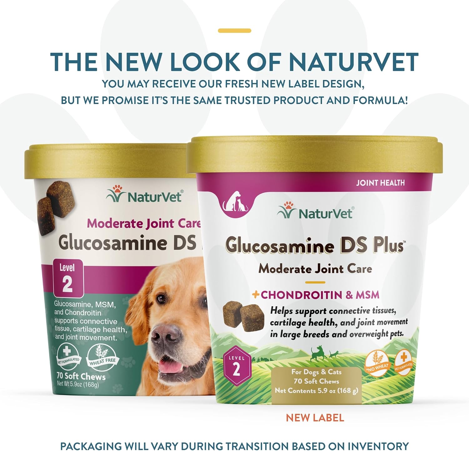 NaturVet – Glucosamine DS Plus - Level 2 Moderate Care – Supports Healthy Hip & Joint Function – Enhanced with Glucosamine, MSM & Chondroitin – for Dogs & Cats–70 Soft Chews