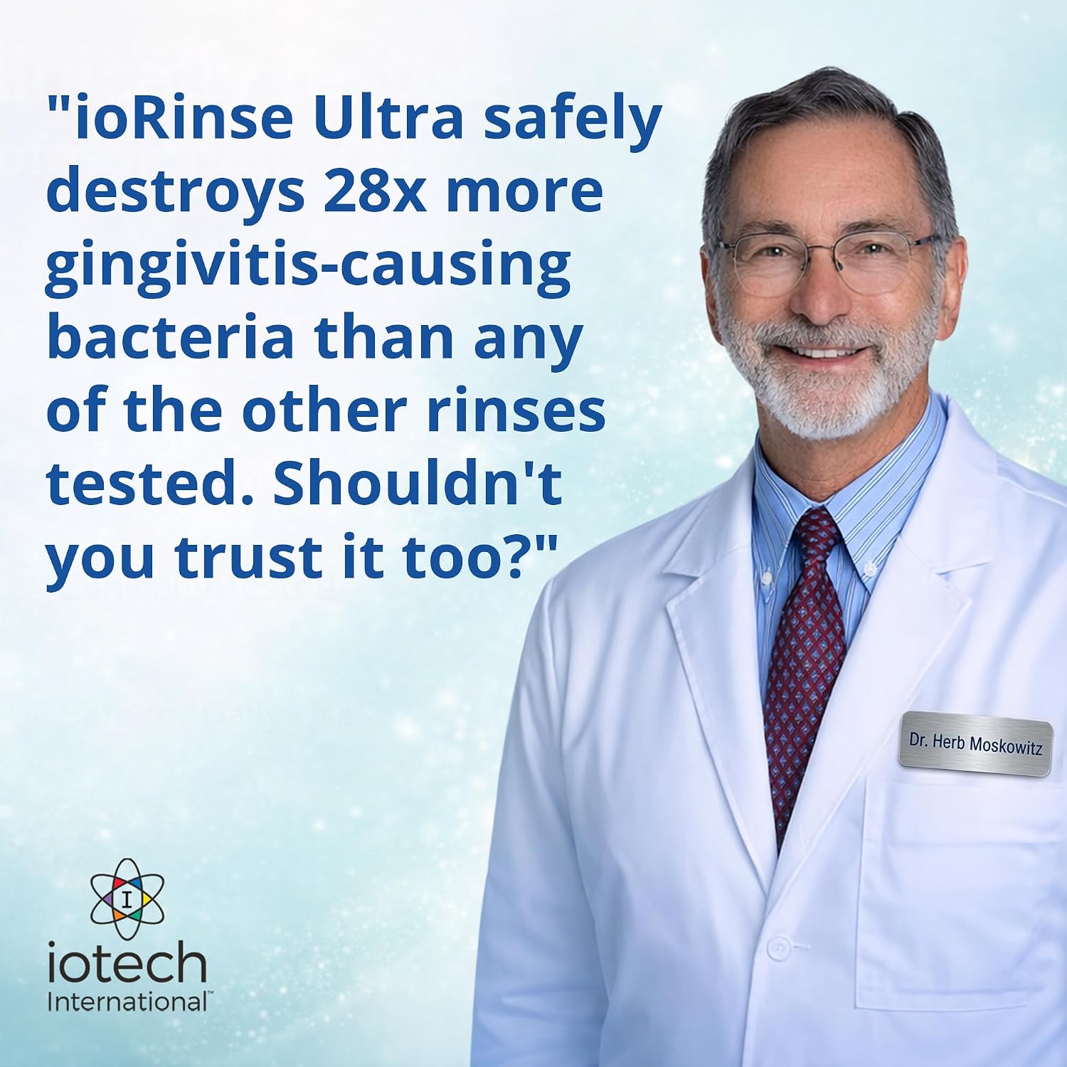 ioRinse RTU Halitosis Mouthwash, Molecular Iodine Oral Rinse, Soft Mint, 1L