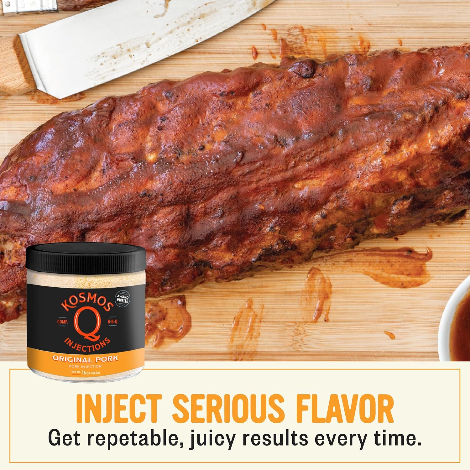 Kosmos Q Reserve Blend Brisket Injection, Premium Beef BBQ Marinade for Tender & Juicy Brisket, Phosphate-Enhanced for Moisture Retention, Competition-Grade Seasoning, Gluten Free, 16 Oz Jar