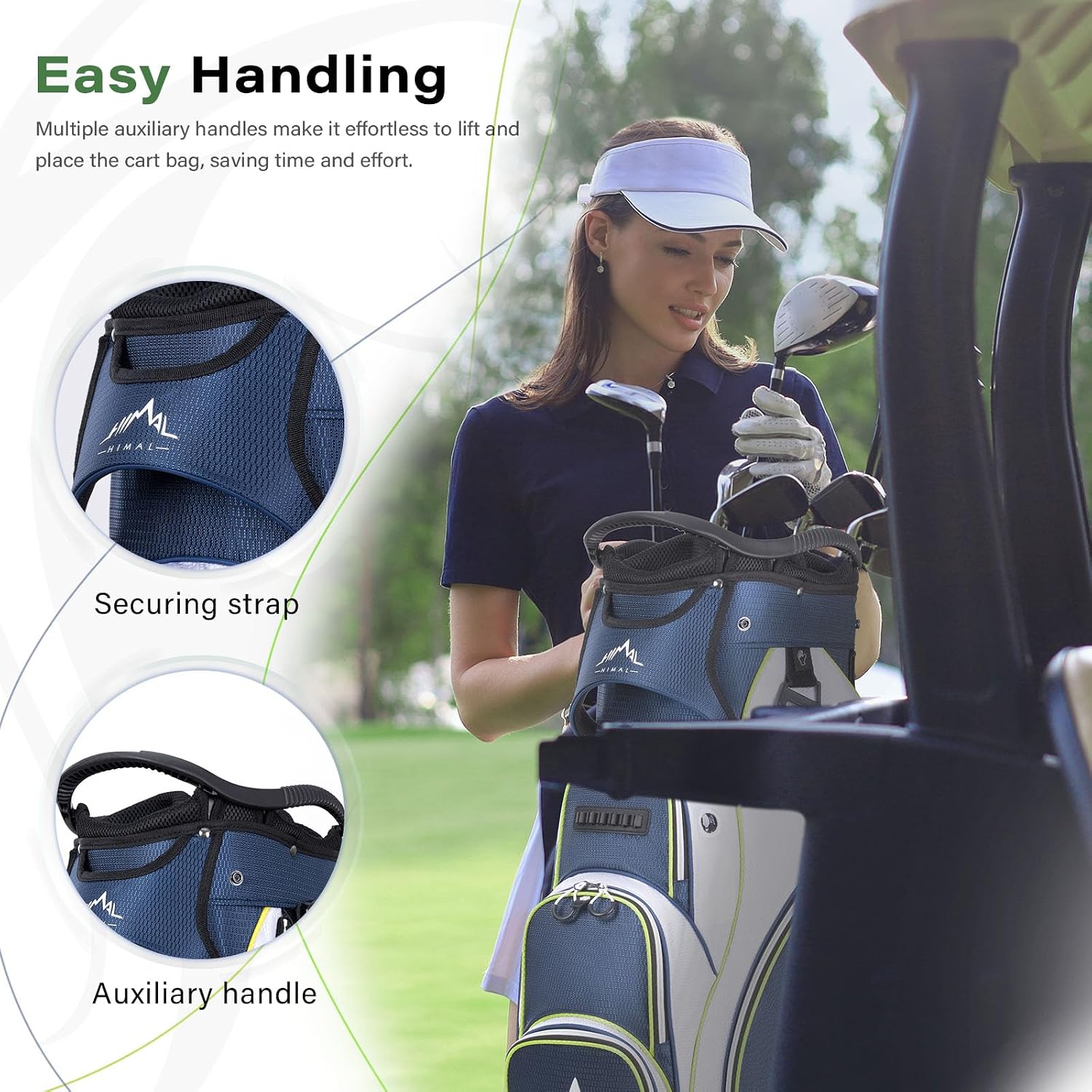 Golf Cart Bag, 14-Way Divider Top, Large Storage | Umbrella Holder,Handles