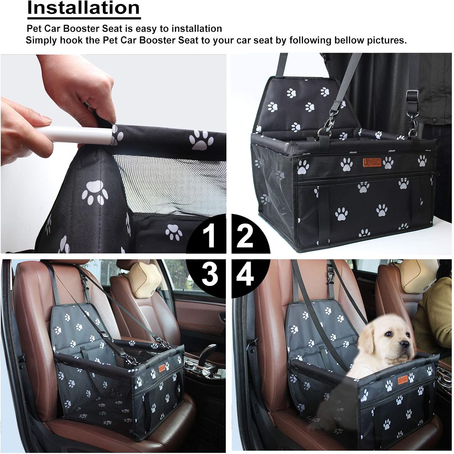 BYGD Portable Pet Dog Booster Seat for Small and Medium Pets
