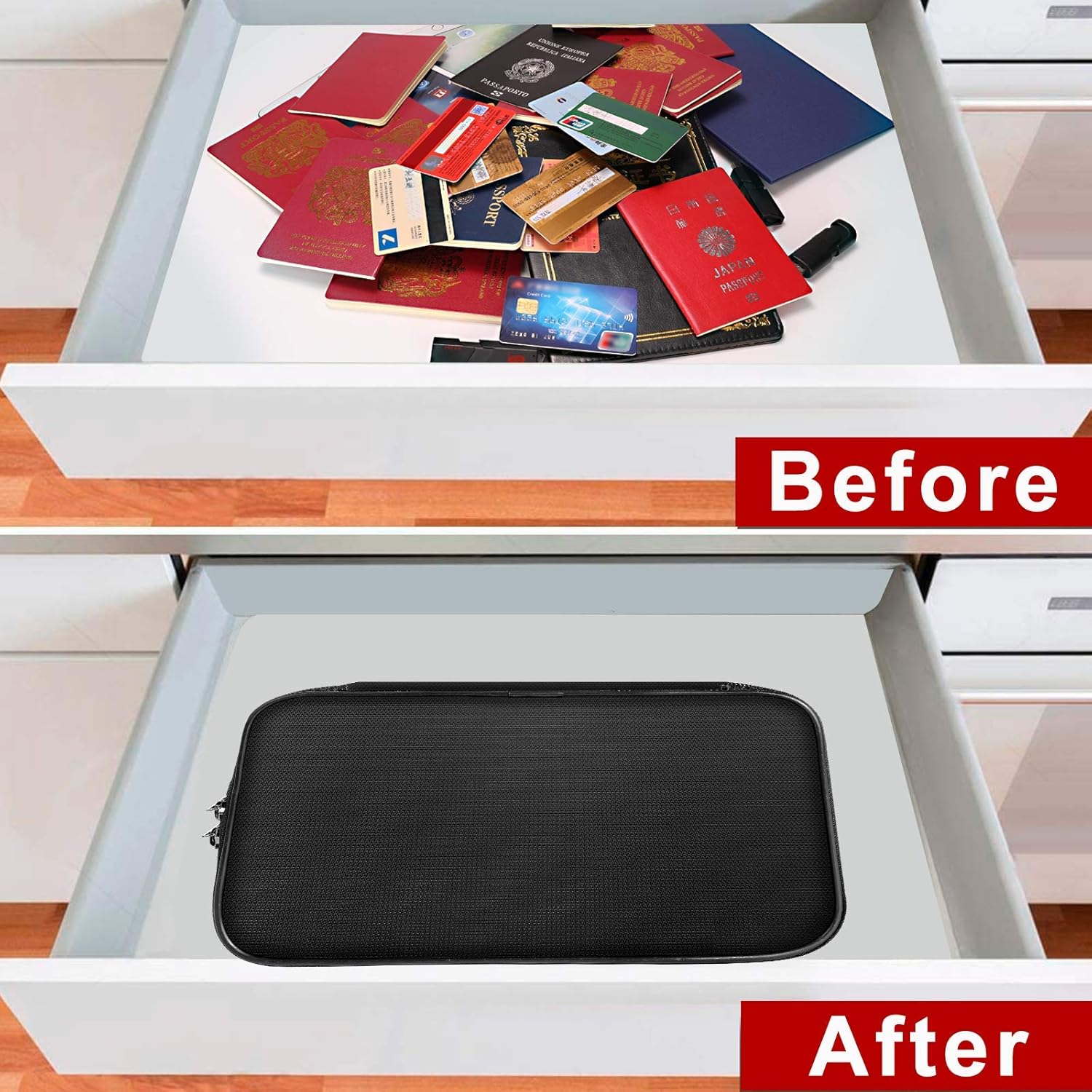 ENGPOW Small Fireproof Bag with Lock,Money Organizer Case,9”x 5.3”x 3.7”