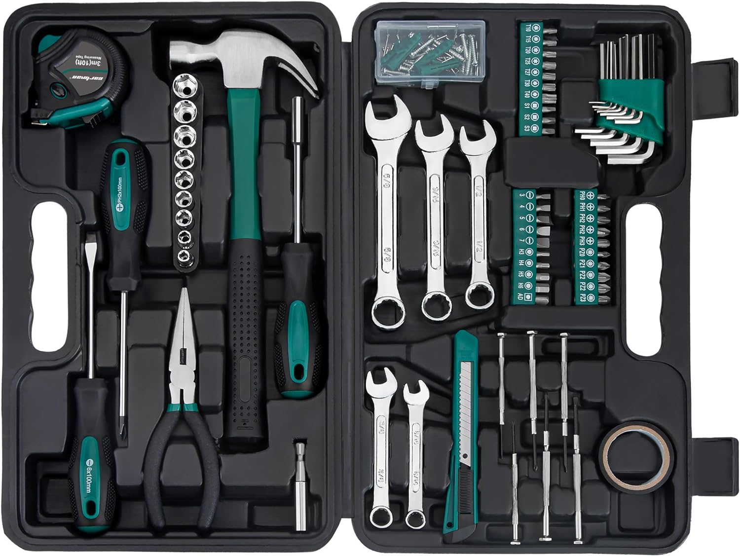 CARTMAN 148-Piece Automotive And Household Tool Set, Blue Repair Kit Case