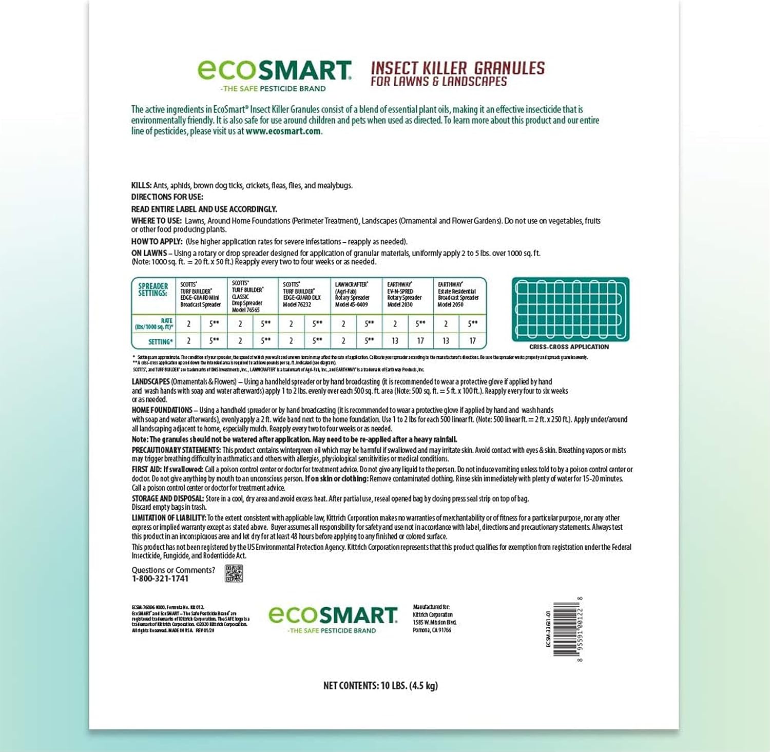 EcoSMART Insect Killer Granules for Lawns & Landscapes, 10 lb Bag, Plant-Based Pest Control with Clove & Thyme Oil