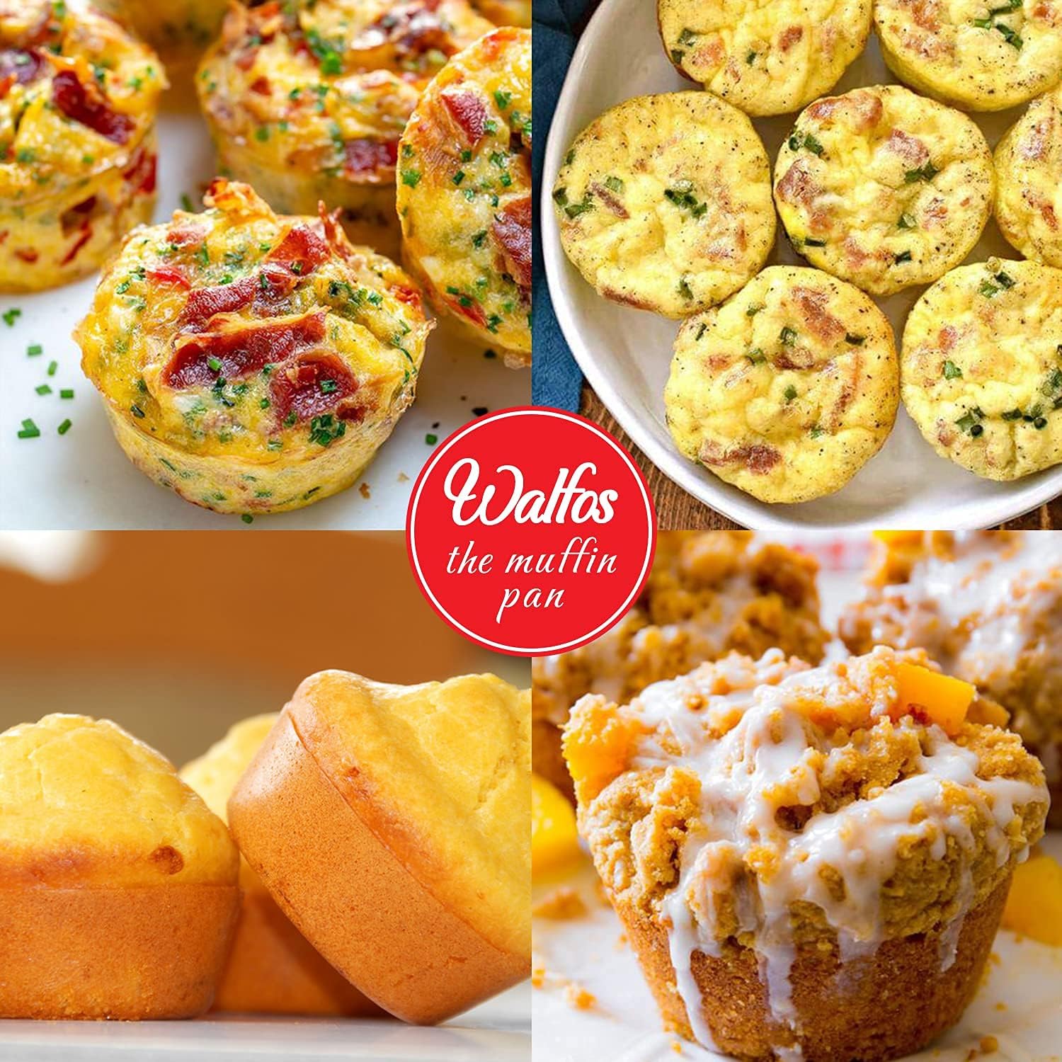 Walfos Silicone Texas Muffin Pan - 6 Cup Jumbo Silicone Cupcake Pan, Non-Stick, Just Release! Perfect for Egg Muffin