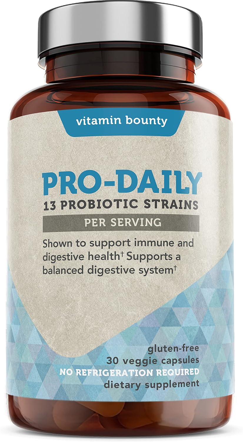 Vitamin Bounty Pro-Daily Probiotic 5 Billion CFU - 13 Strains with Lactobacillus Acidophilus & Bifidobacterium for Digestive Health - Probiotics for