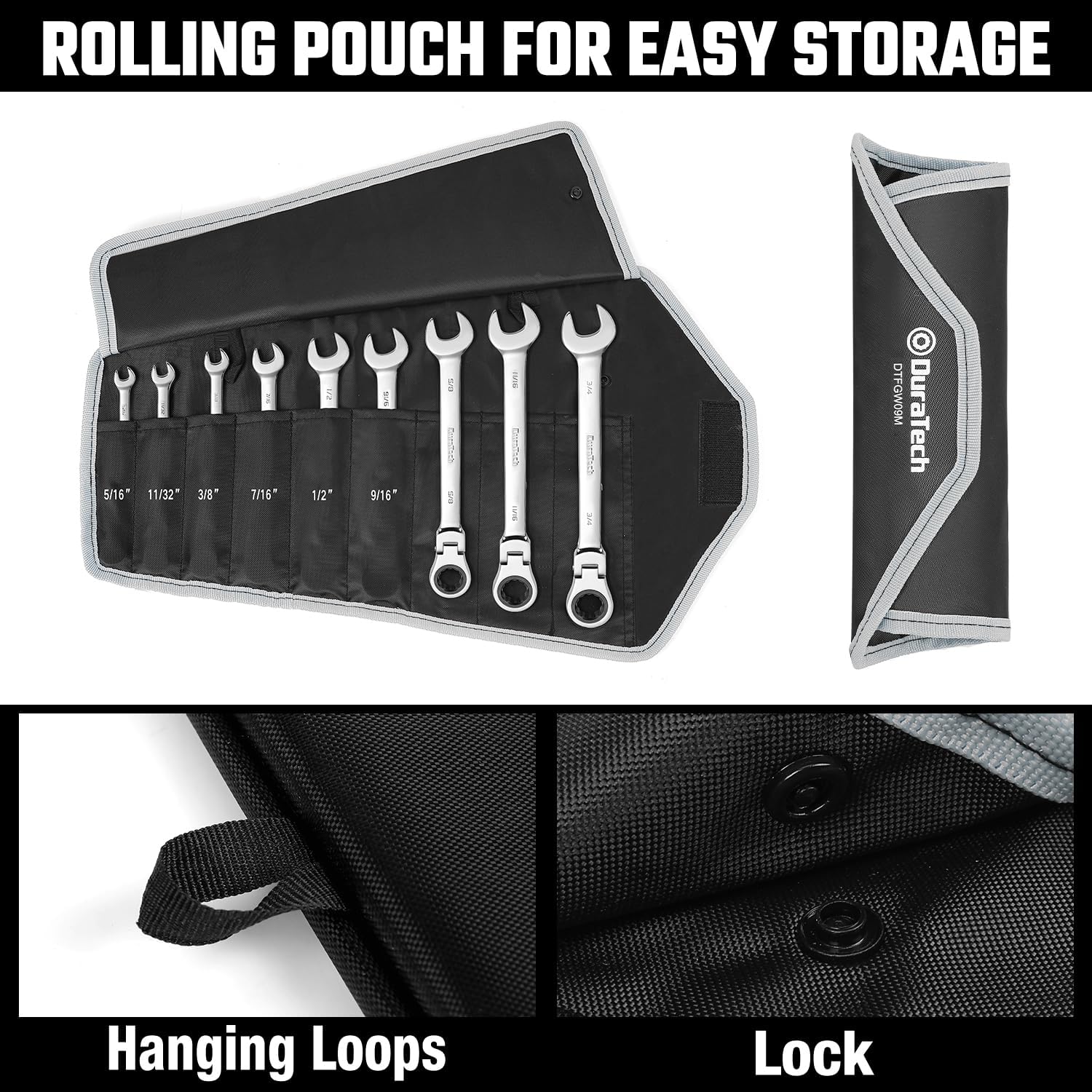 DURATECH 22-Piece Ratcheting Wrench Set, Combination Wrench Set, Metric&SAE