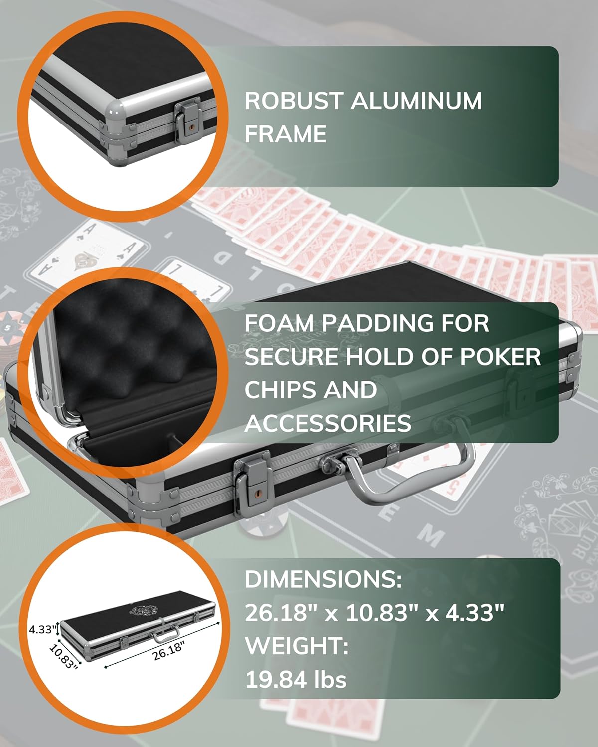 Bullets Playing Cards | Poker Set Corrado | 500 Clay Poker Chips (14 g) with Aluminum Case & Playing Cards – Texas Hold’em