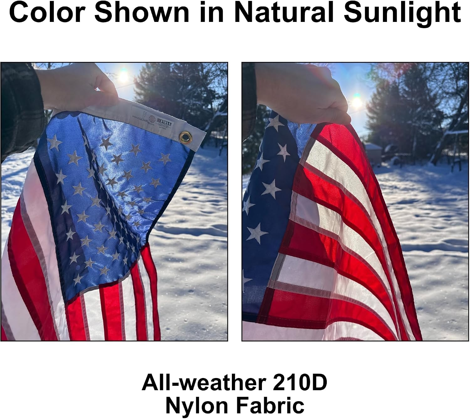 4x6 ft Heavy-Duty American Flag – 100% Made in USA, FMAA Certified – UV-Resistant 210D Outdoor Nylon with Embroidered Stars, Sewn Stripes, Brass Grommets, Reinforced Fly End for 20–25 ft Poles
