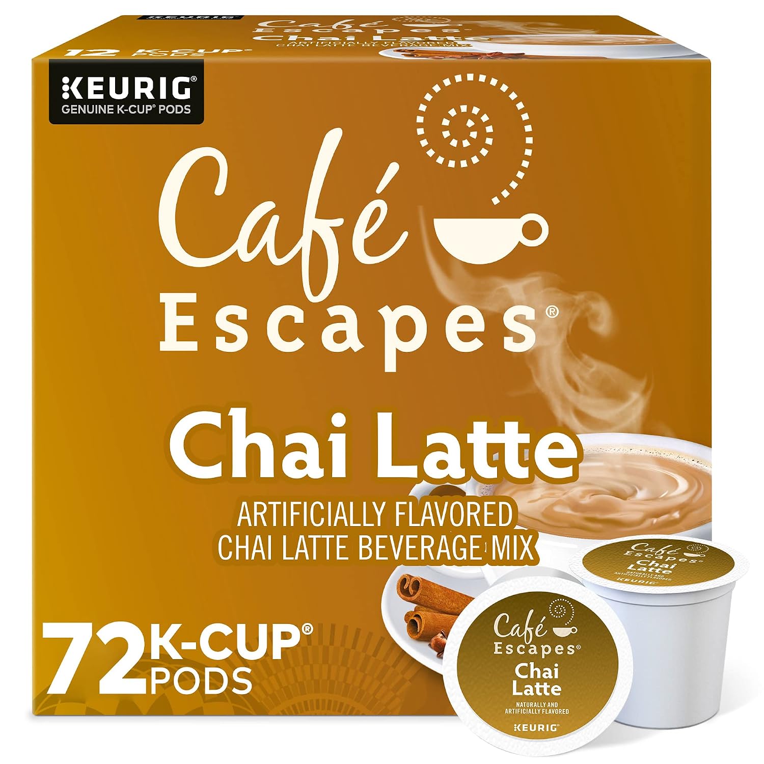 Cafe Escapes Chai Latte K-Cups, 16 Count (Packaging May Vary)
