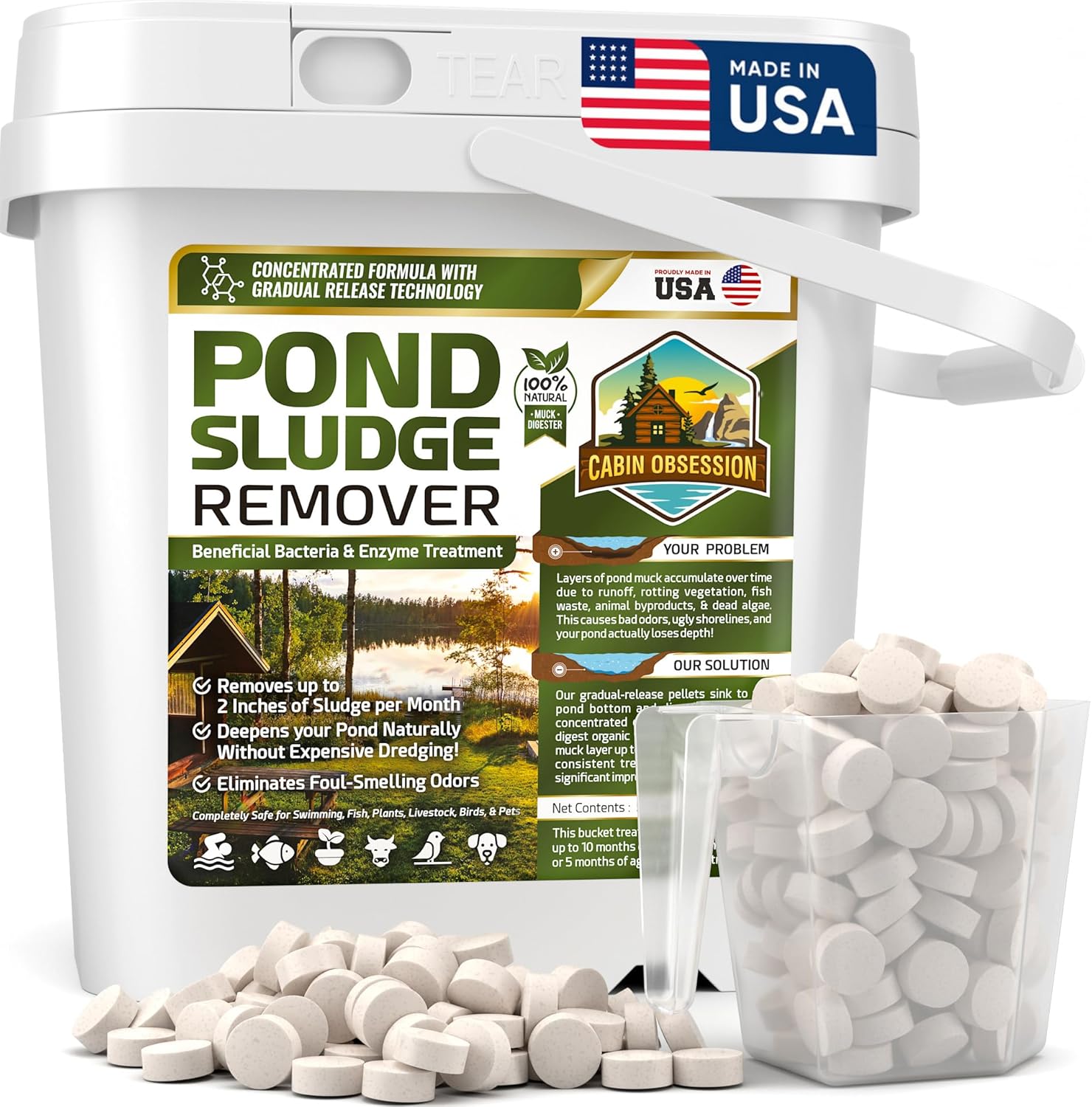 Pond Sludge Remover – 5 Pounds Beneficial Pond Bacteria & Enzyme Treatment - 100% Natural Muck Digester – Safe for All Aquatic Life and