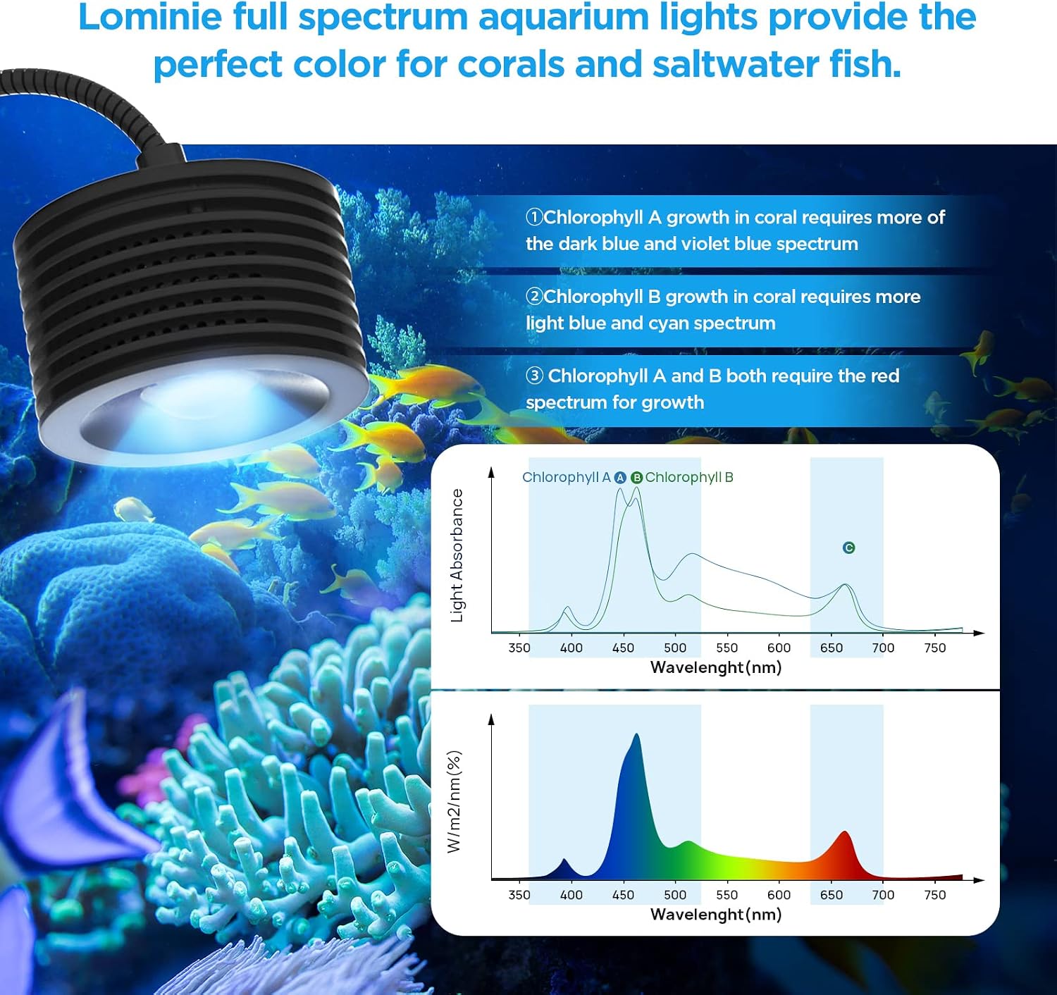 Lominie LED Aquarium Light, Planted Tank Light 4 Channels Remote Control 6500K Aquarium LED Lamp for Freshwater Fish Tank Refugium with Gooseneck (A20 Freshwater)