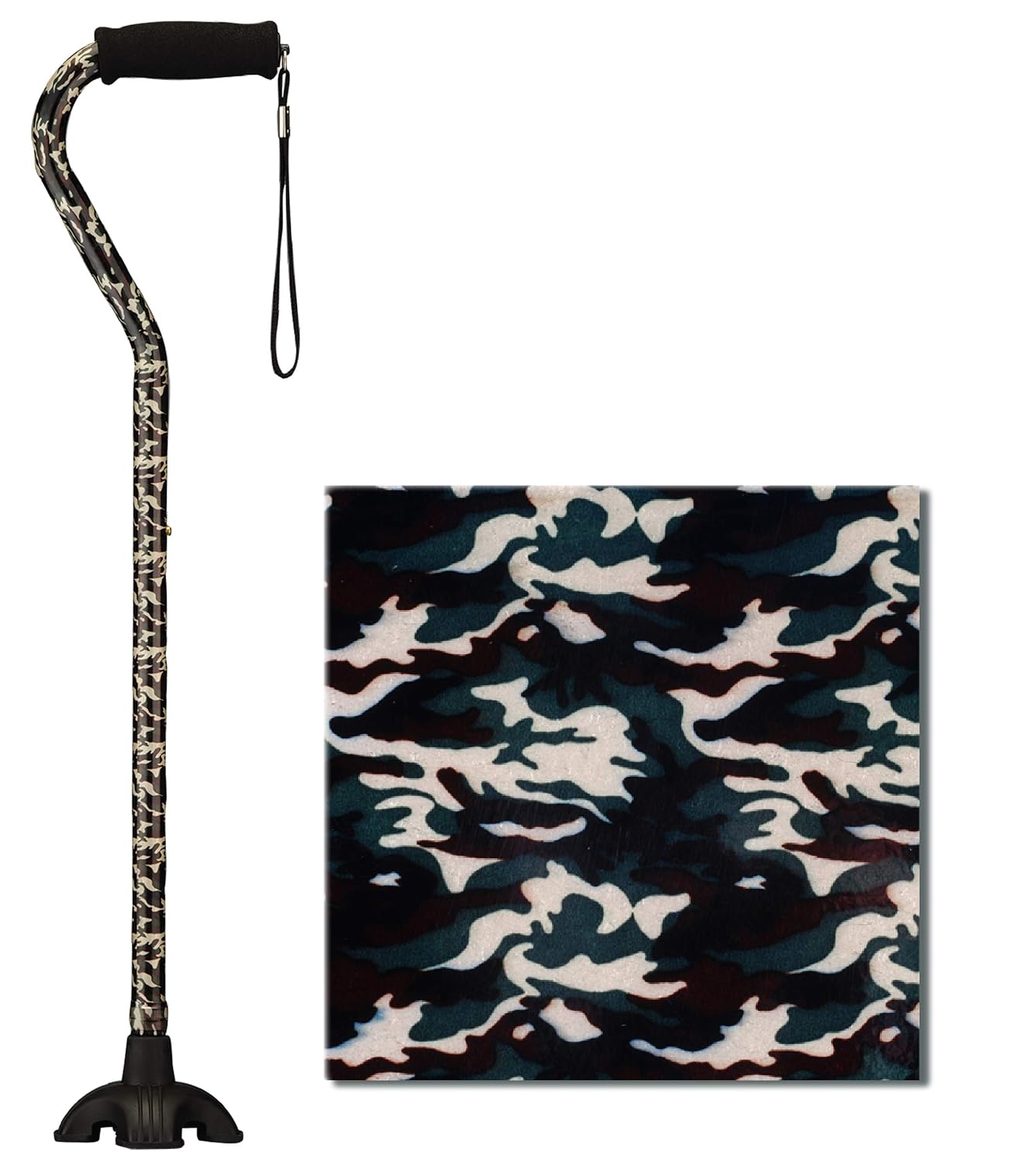 Nova Joy Designer Offset Quad Cane for Seniors - Unisex Adjustable Lightweight Walking Aid with Foam Handle, Wrist Strap and Anti-Rattle Lock - Essential Mobility Support - Maui Flowers